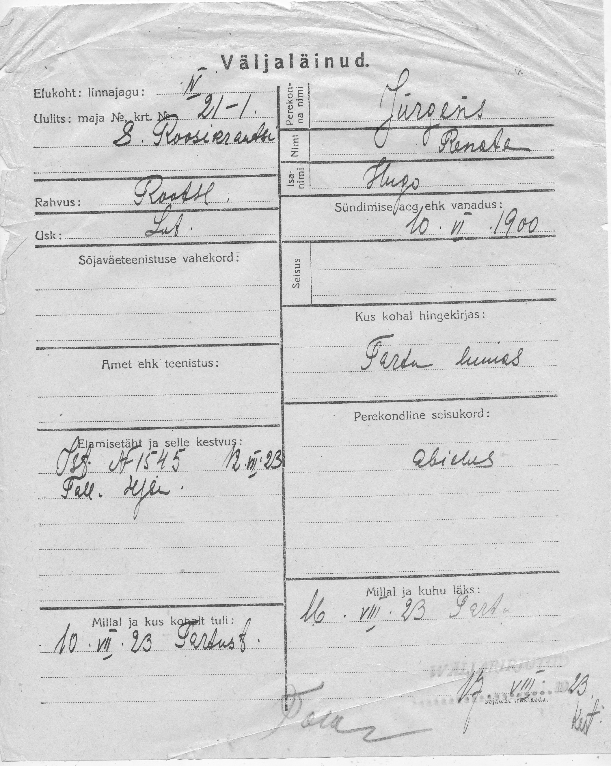 Jürgens, Renata, Hugo