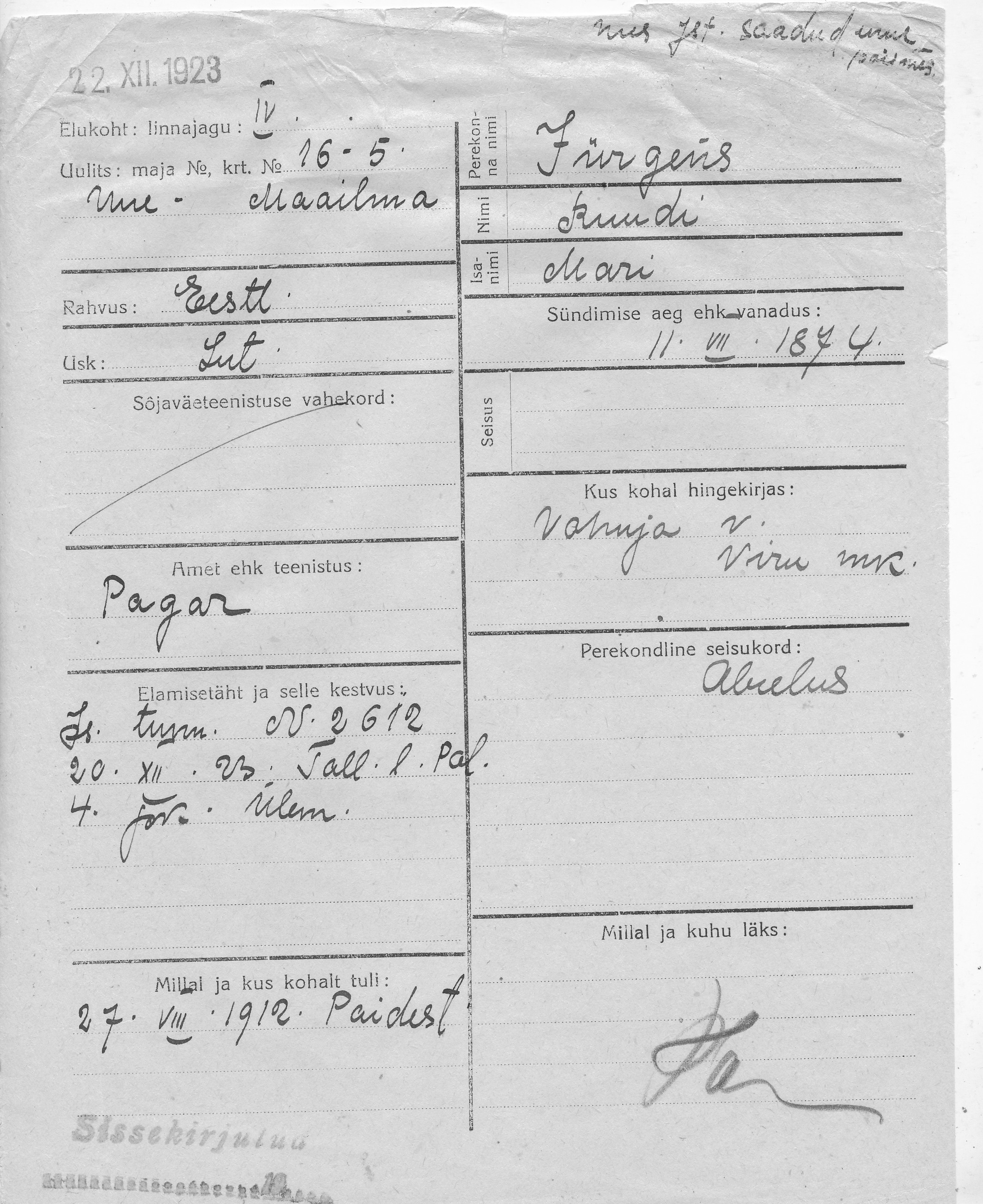 Jürgens, Ruudi, Mari