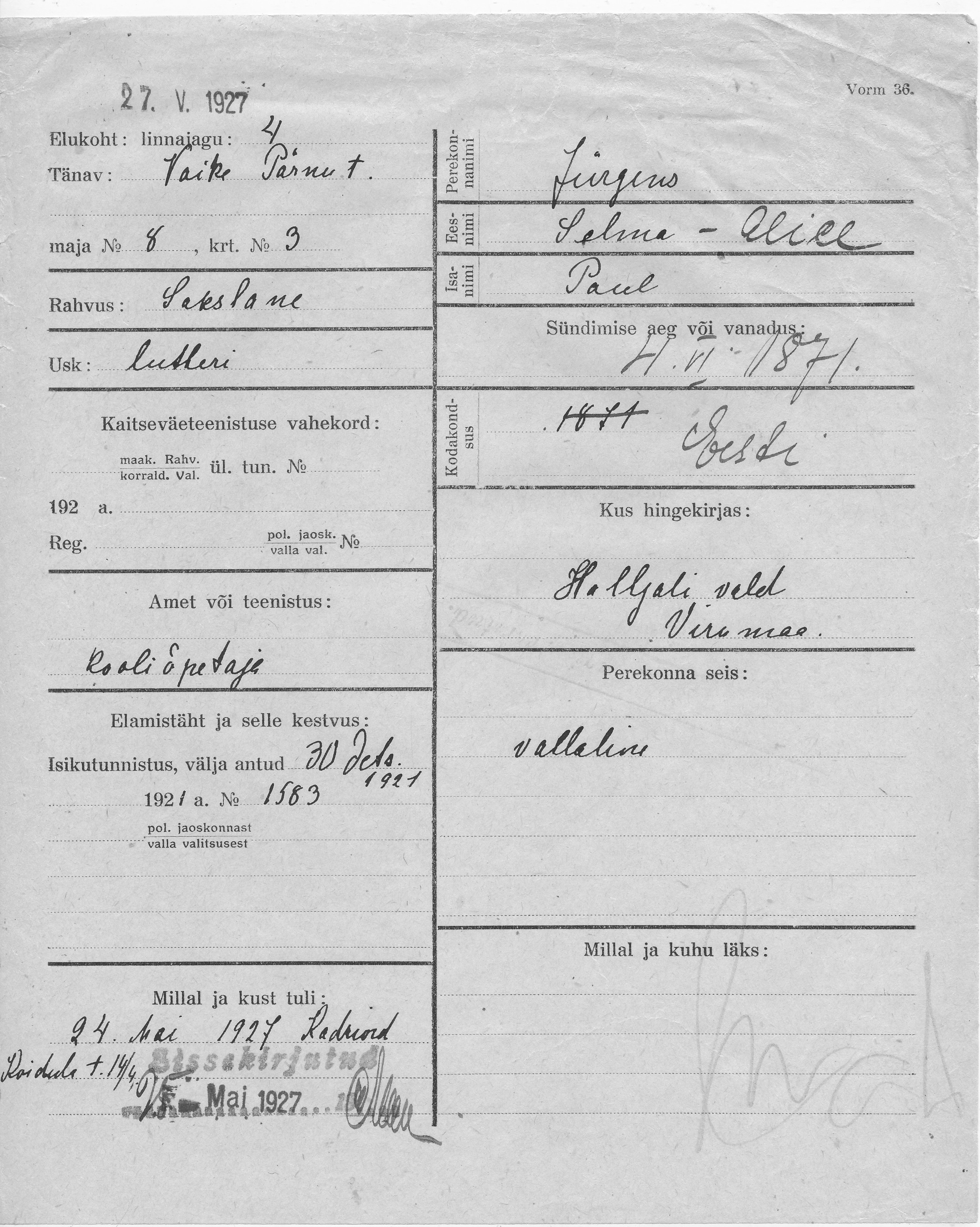 Jürgens, Salme-Alice, Paul