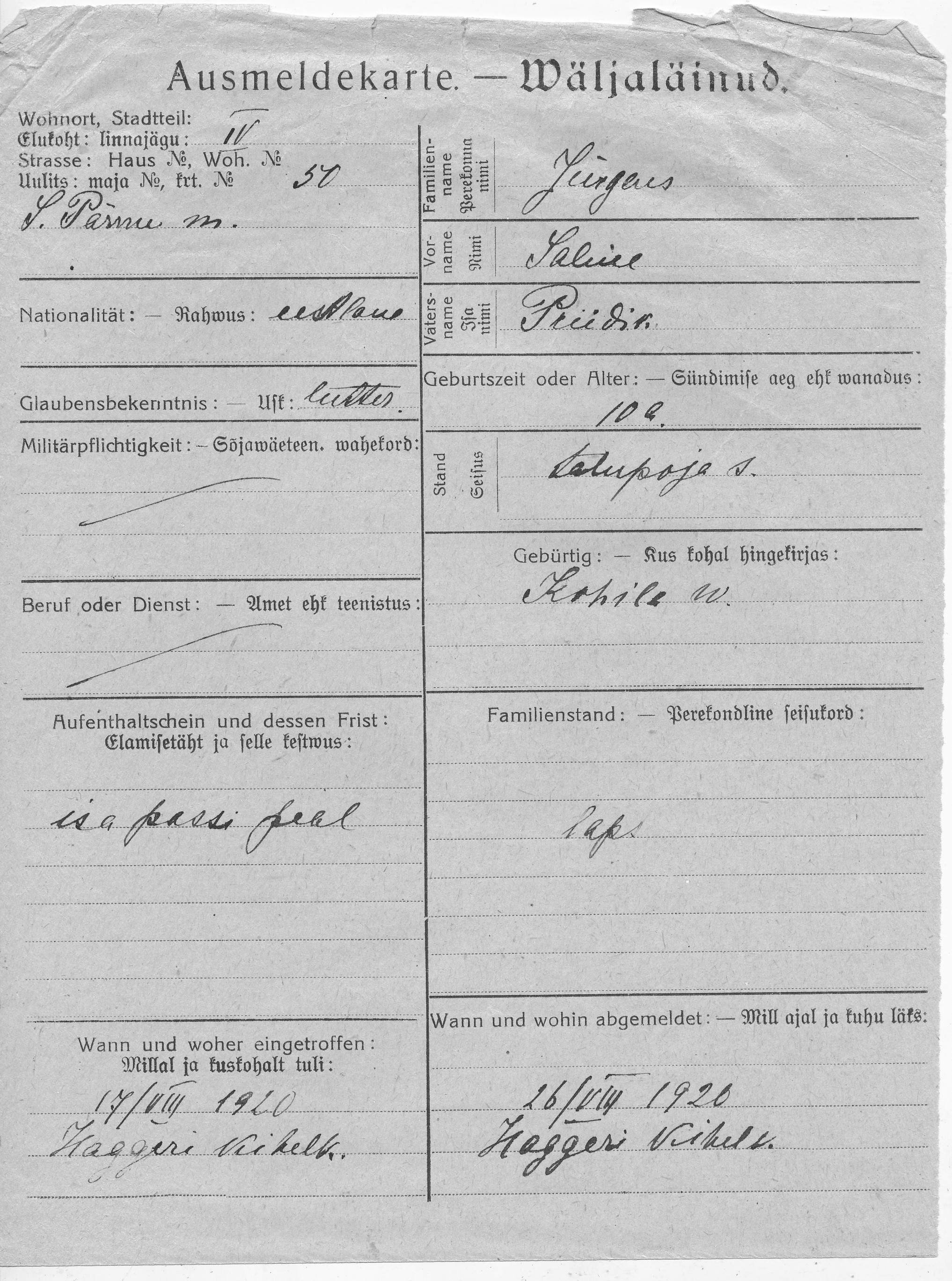 Jürgens, Salme, Priidik