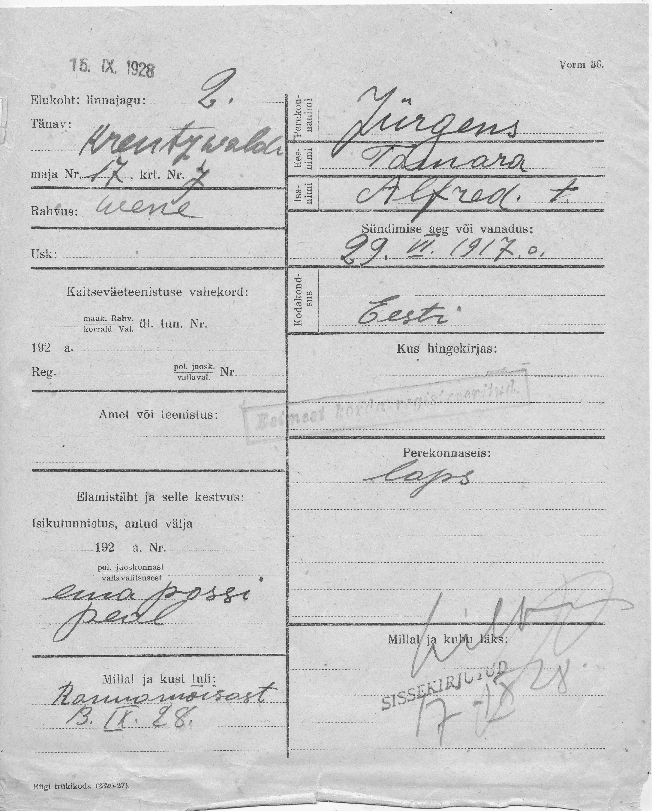 Jürgens, Tamara, Alfred