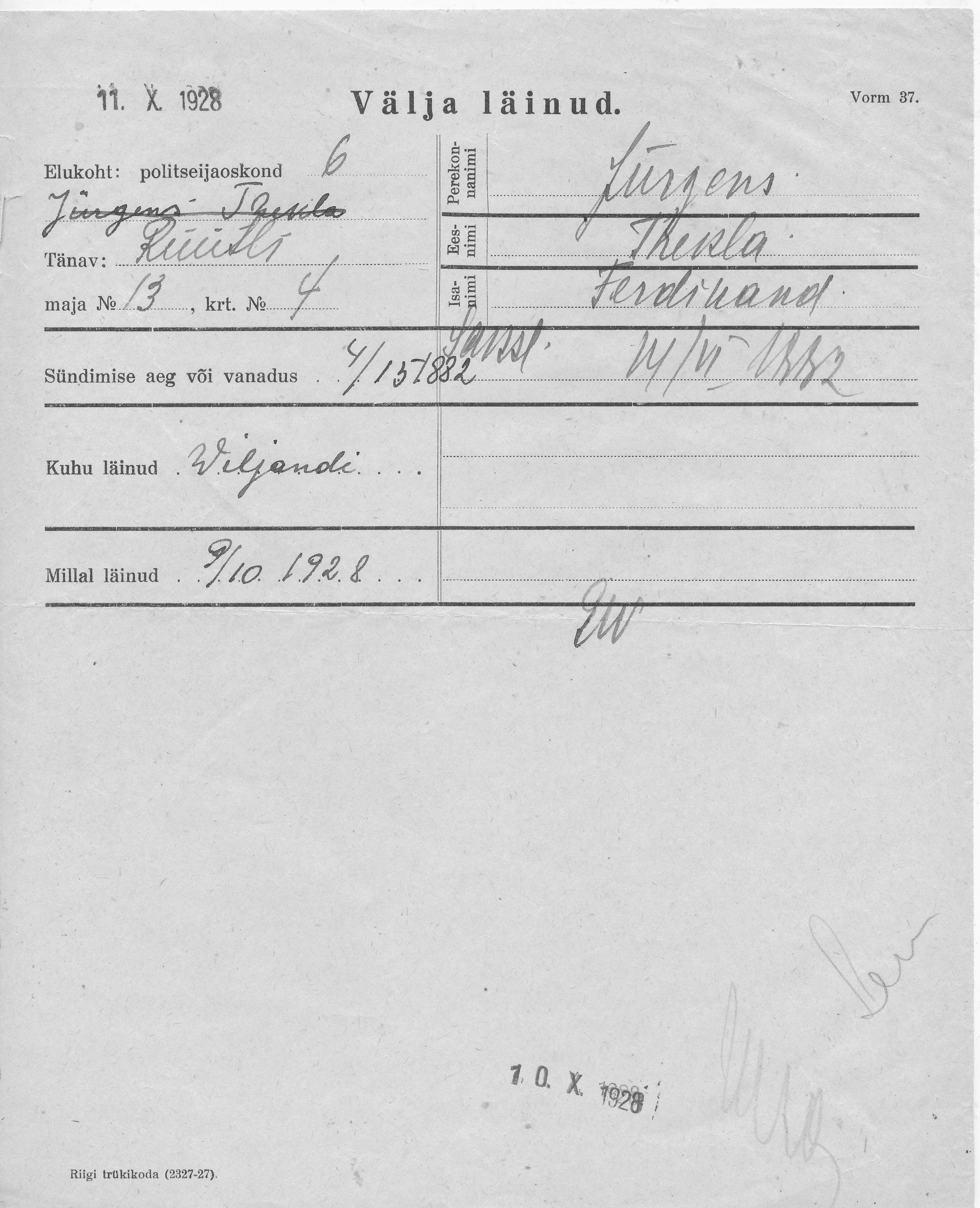 Jürgens, Thekla, Ferdinand