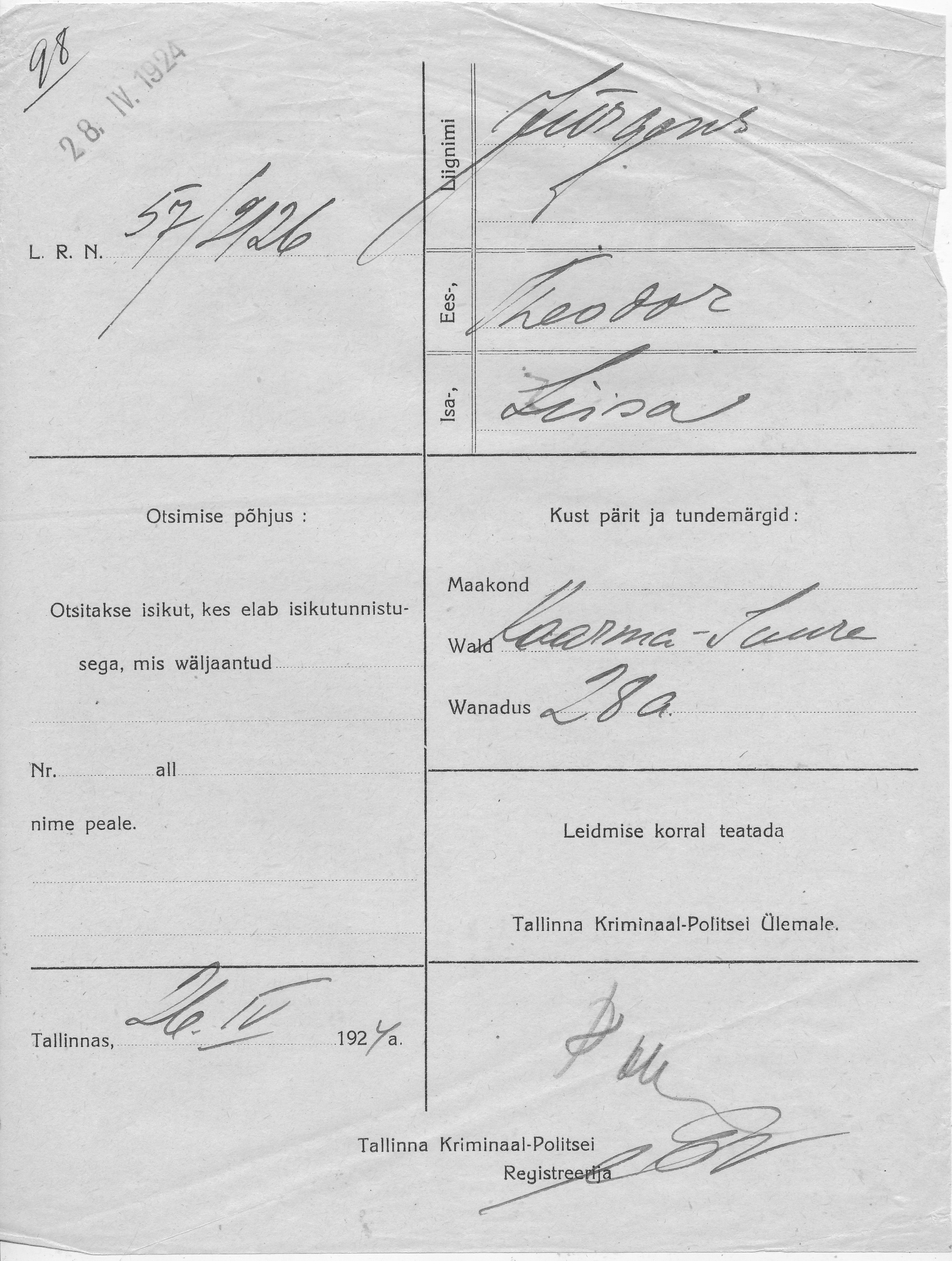 Jürgens, Theodor, Liisa