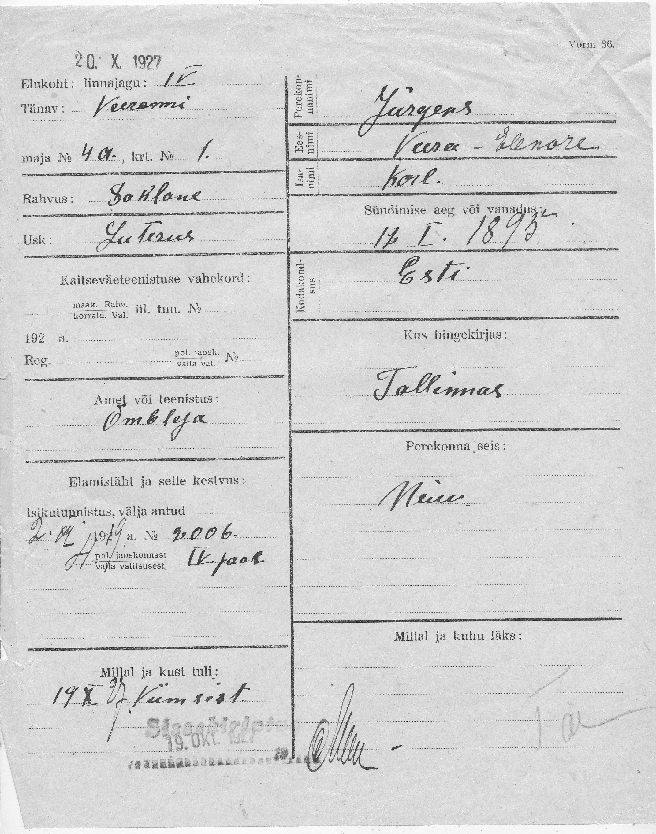 Jürgens, Veera-Eleonore, Karl