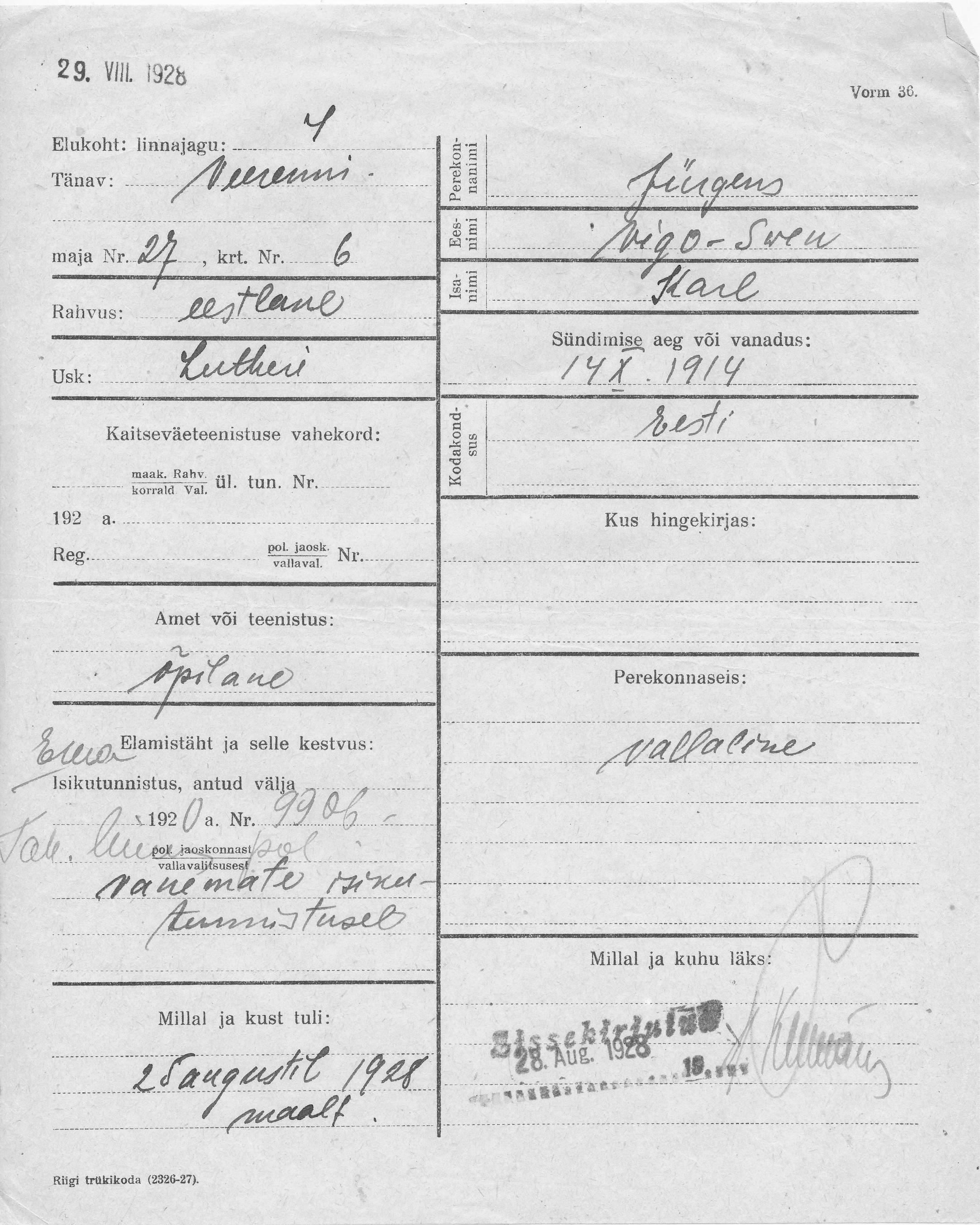 Jürgens, Vigo-Swen, Karl