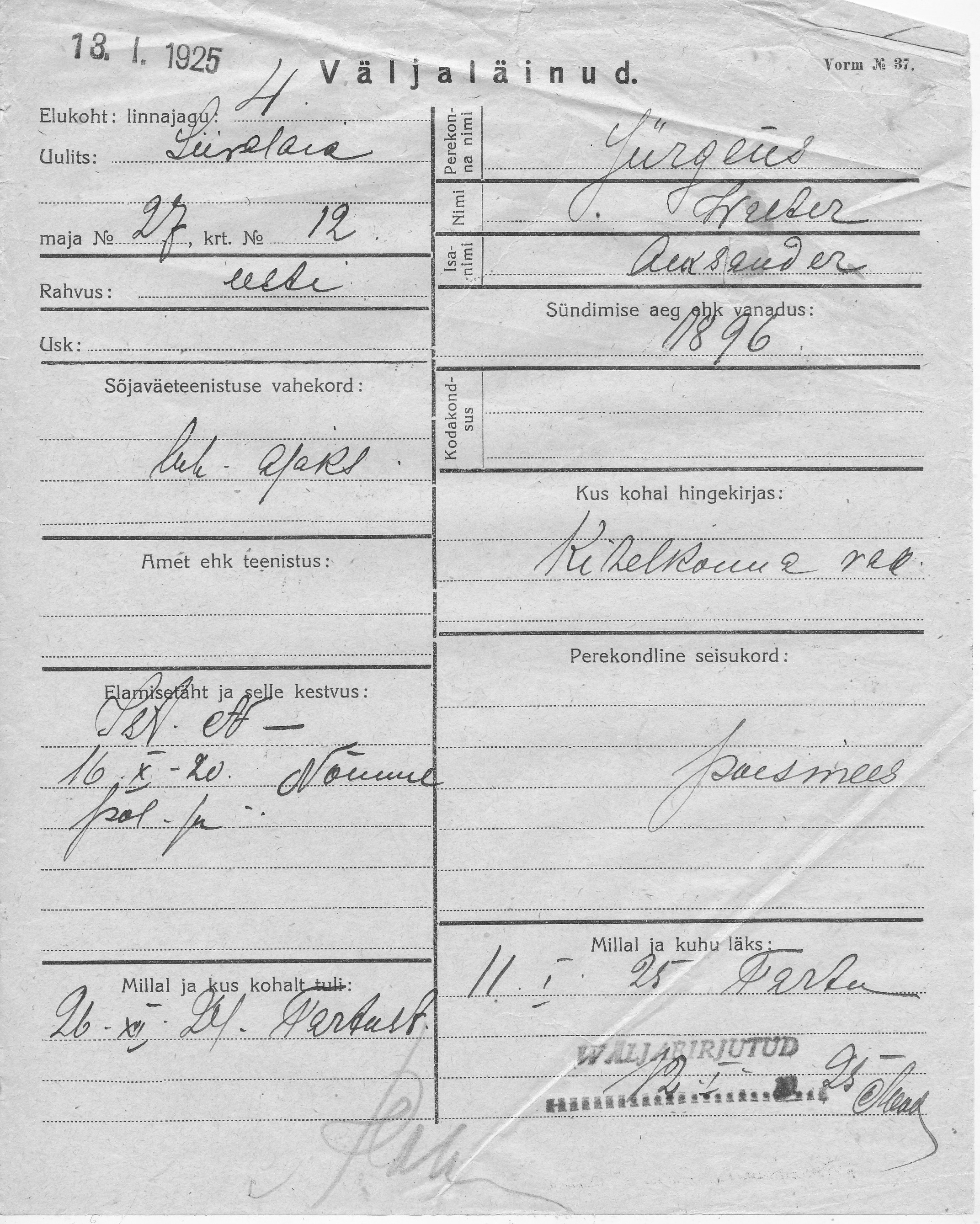 Jürgens, Walter, Aleksander