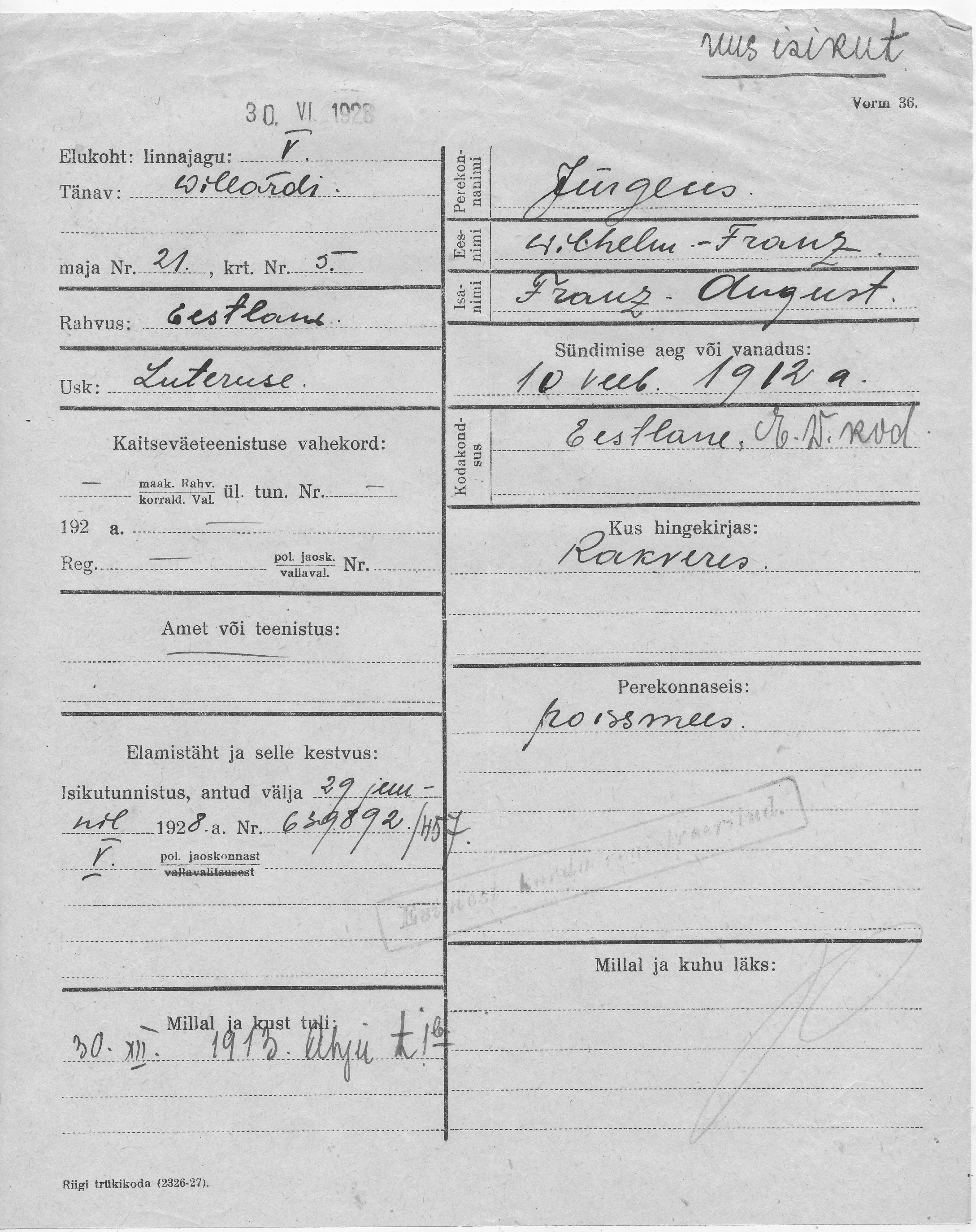 Jürgens, Wilhelm-Franz, Franz-August