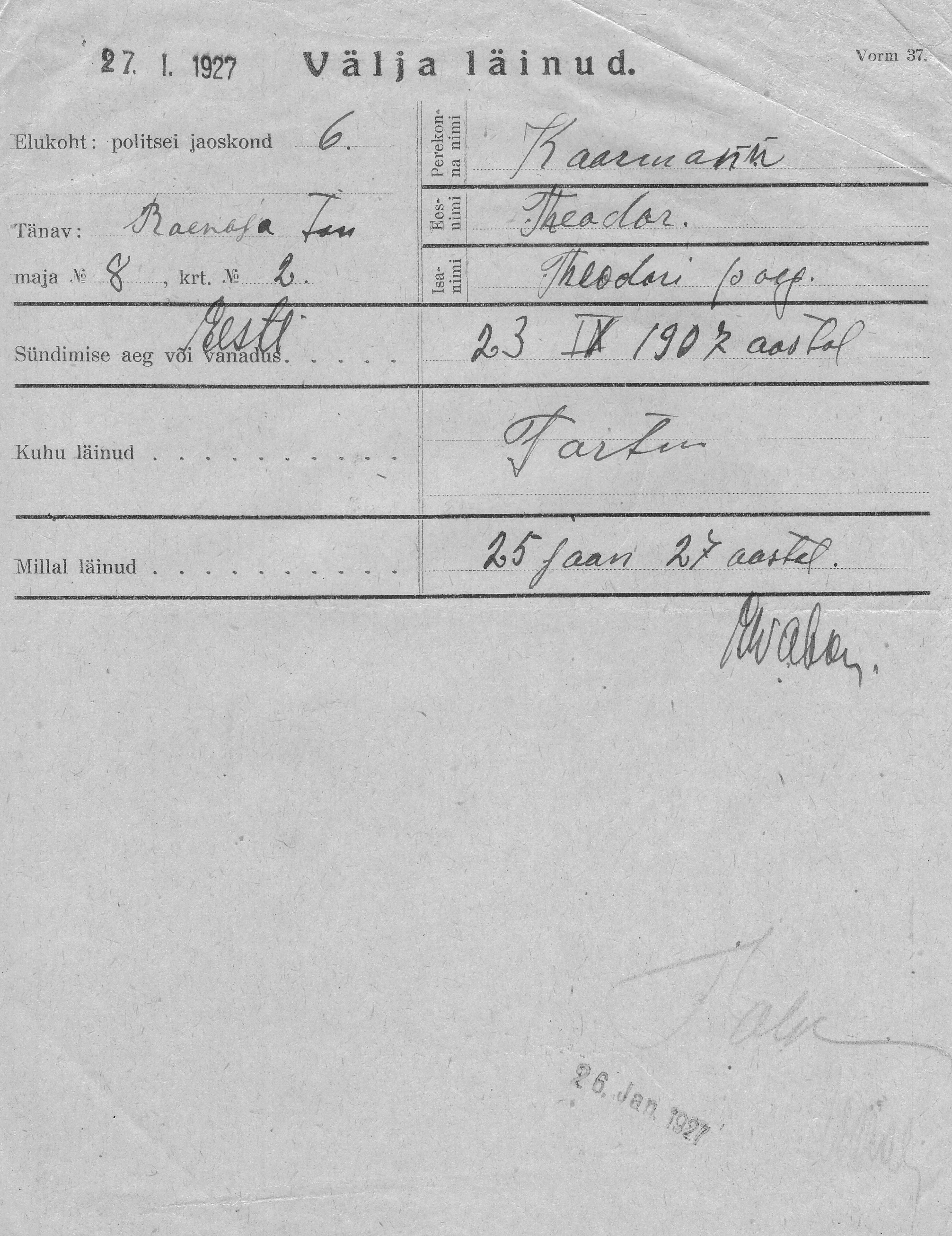 Kaarmann, Theodor, Theodor