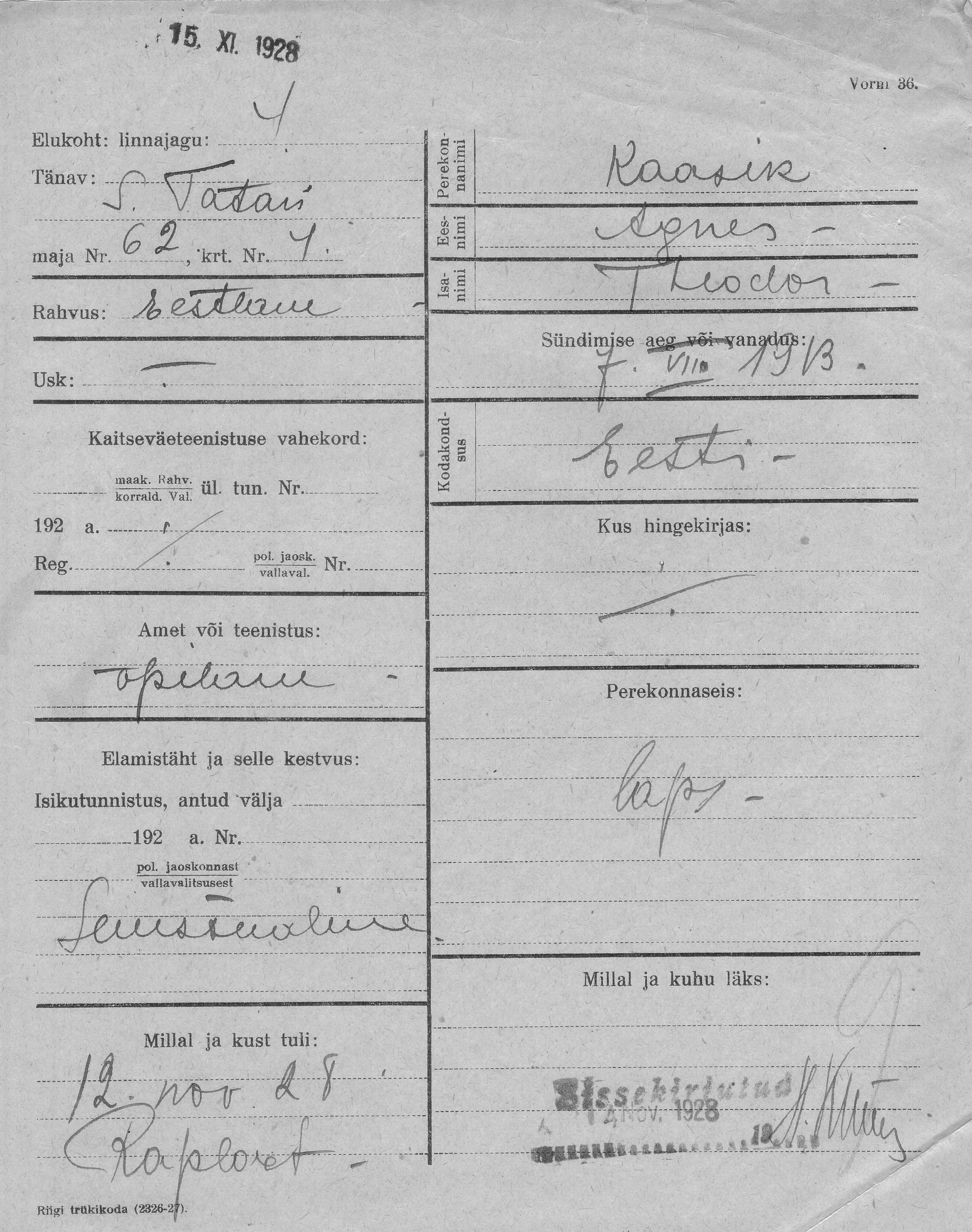 Kaasik, Agnes, Theodor