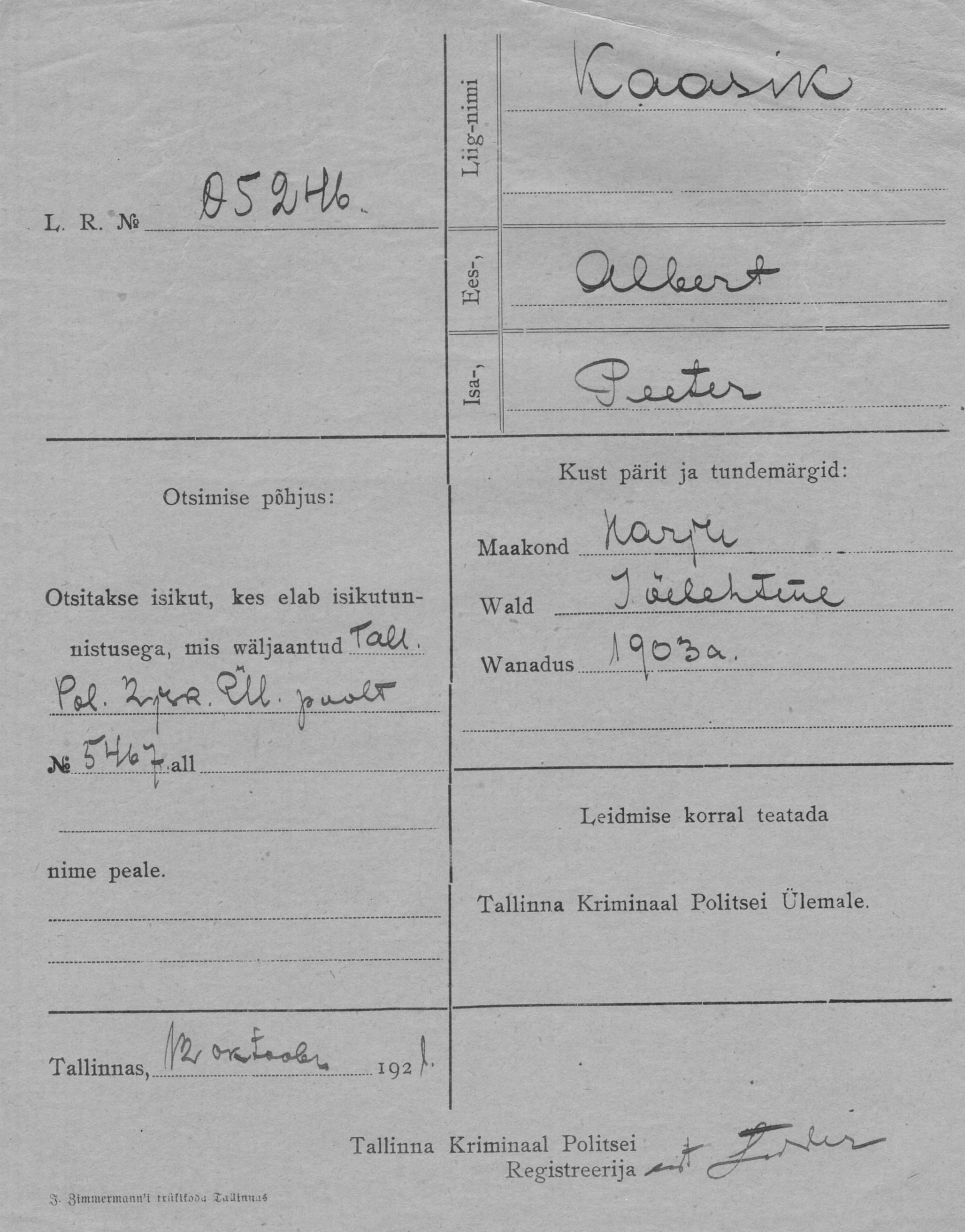 Kaasik, Albert, Peeter