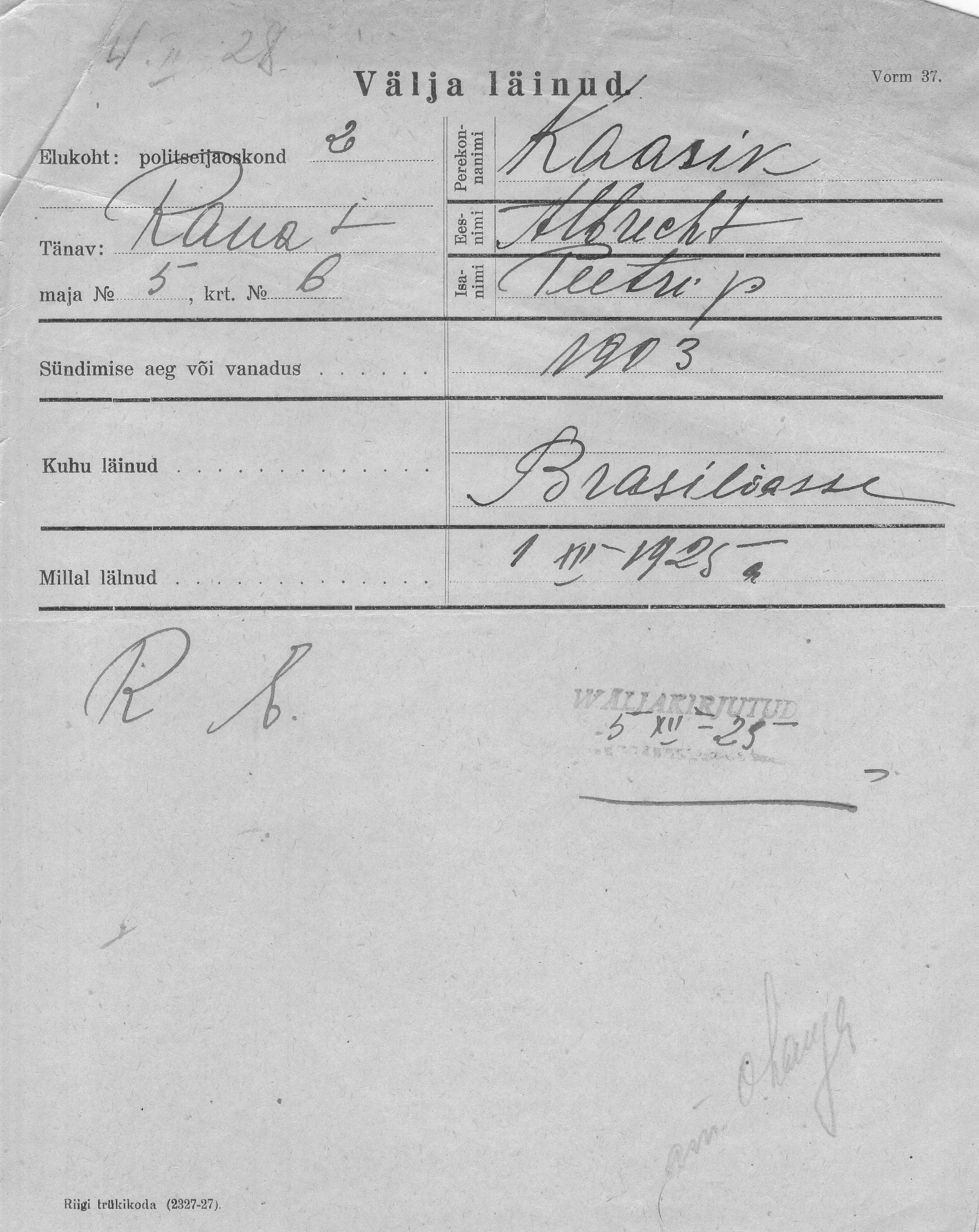 Kaasik, Albrecht, Peeter