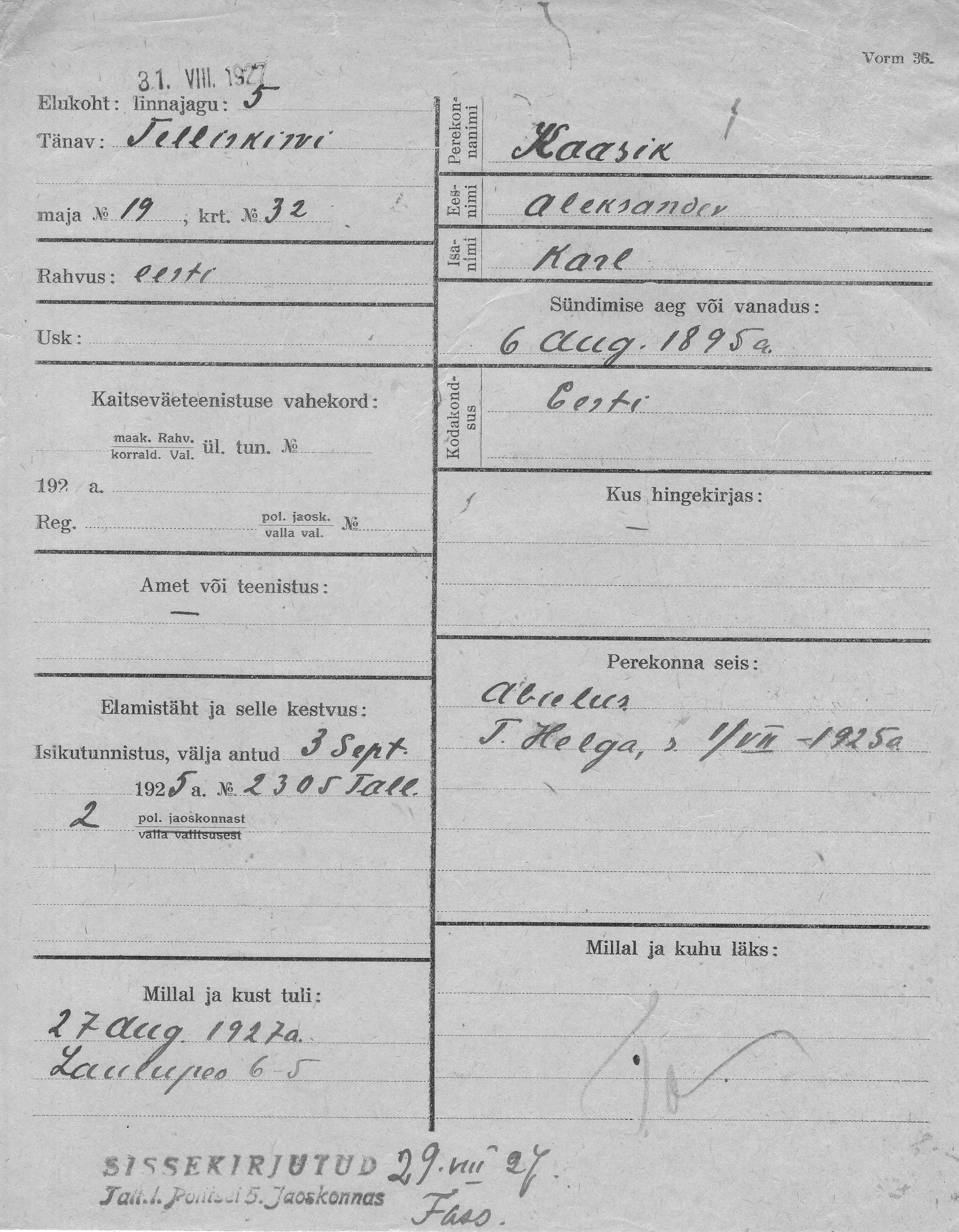 Kaasik, Aleksander, Karl