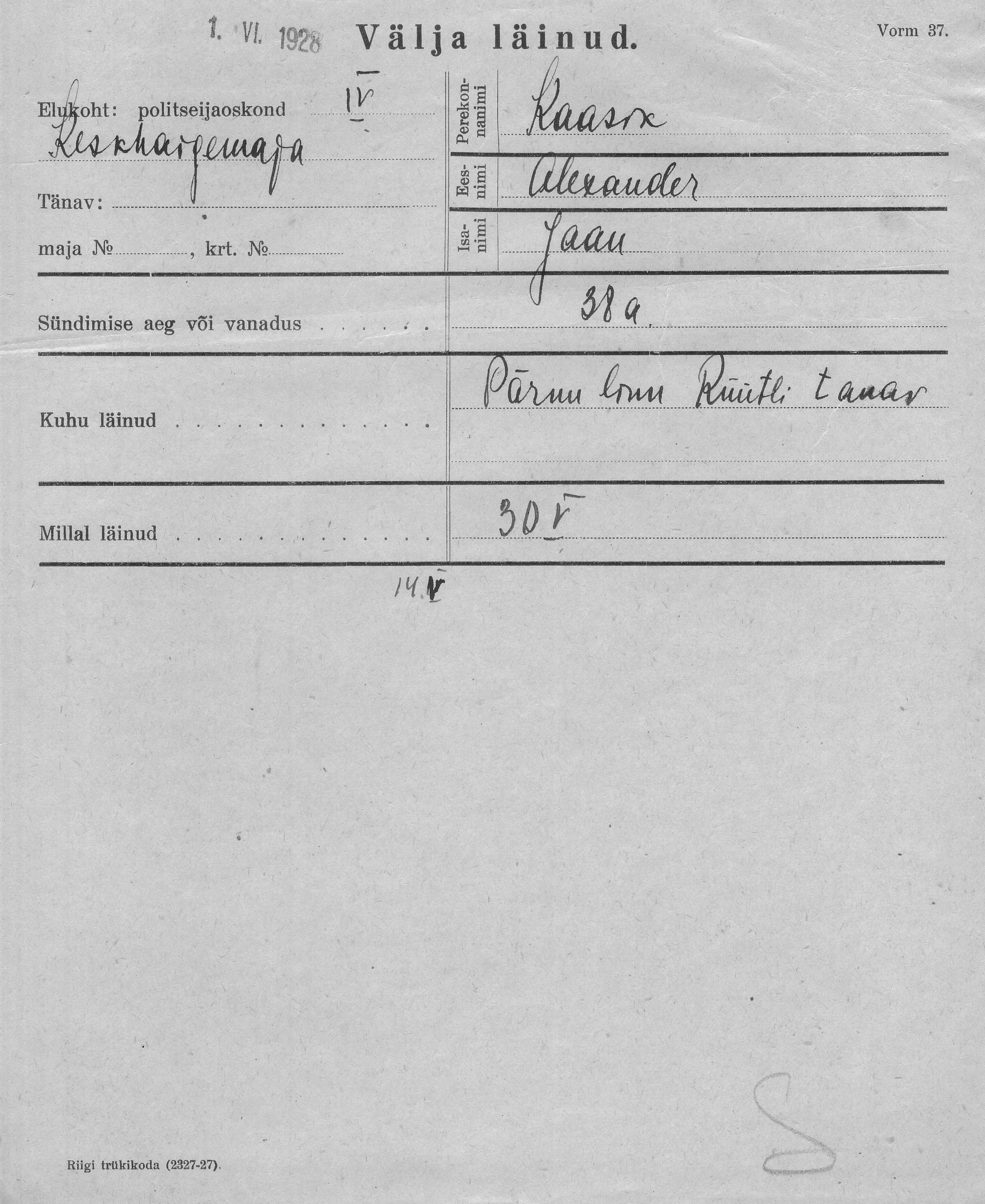 Kaasik, Alexander, Jaan