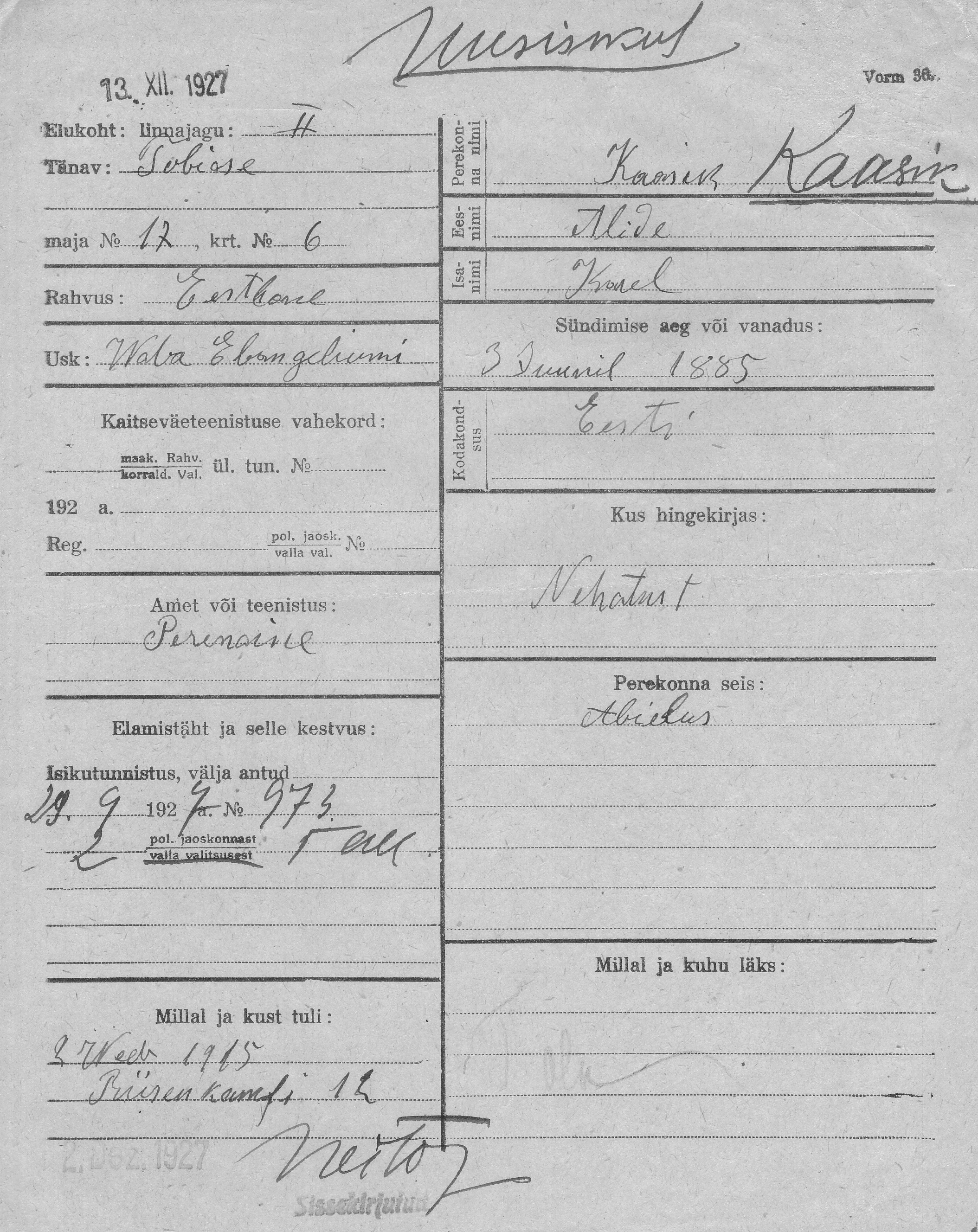 Kaasik, Alide, Kaarel