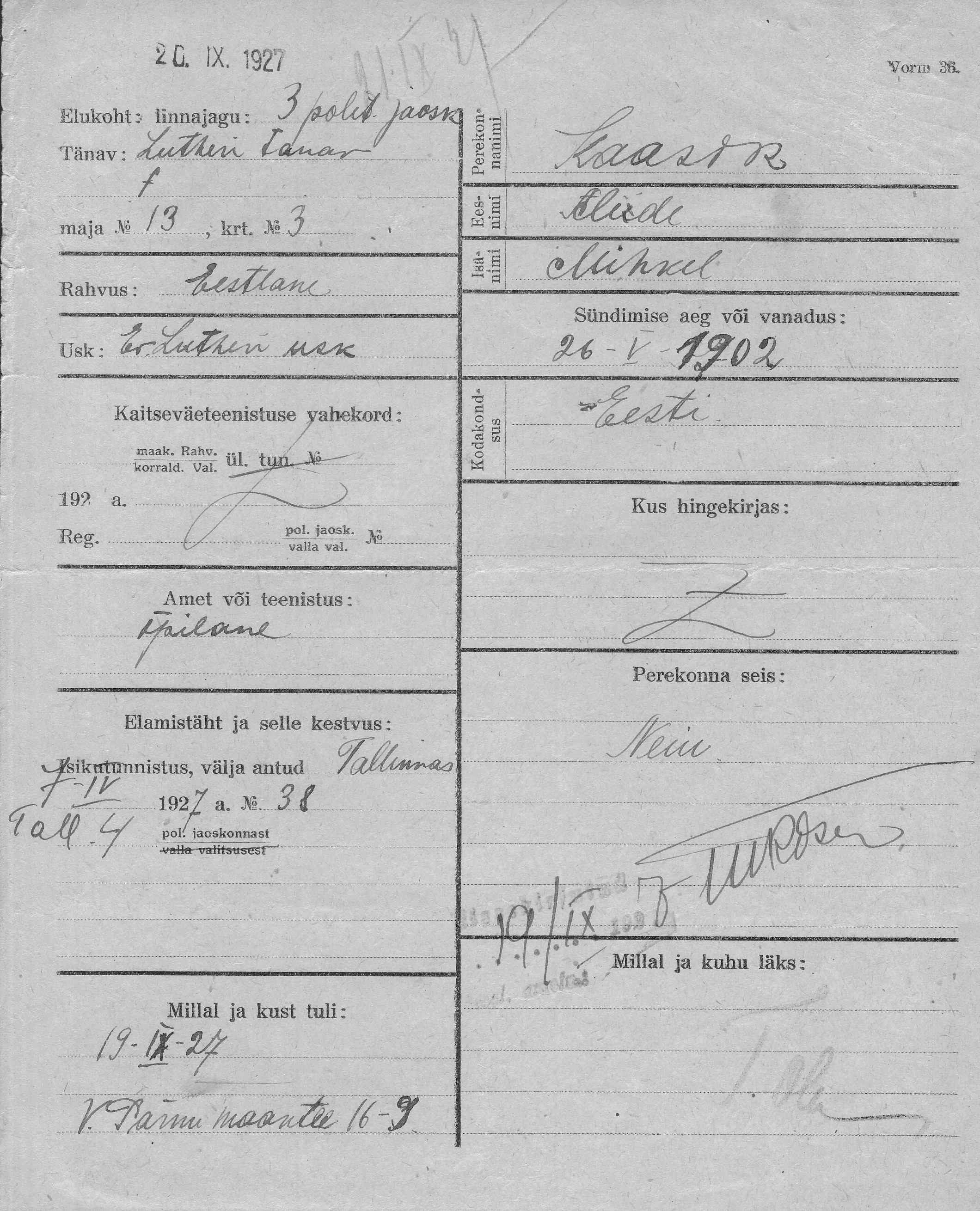 Kaasik, Alide, Mihkel