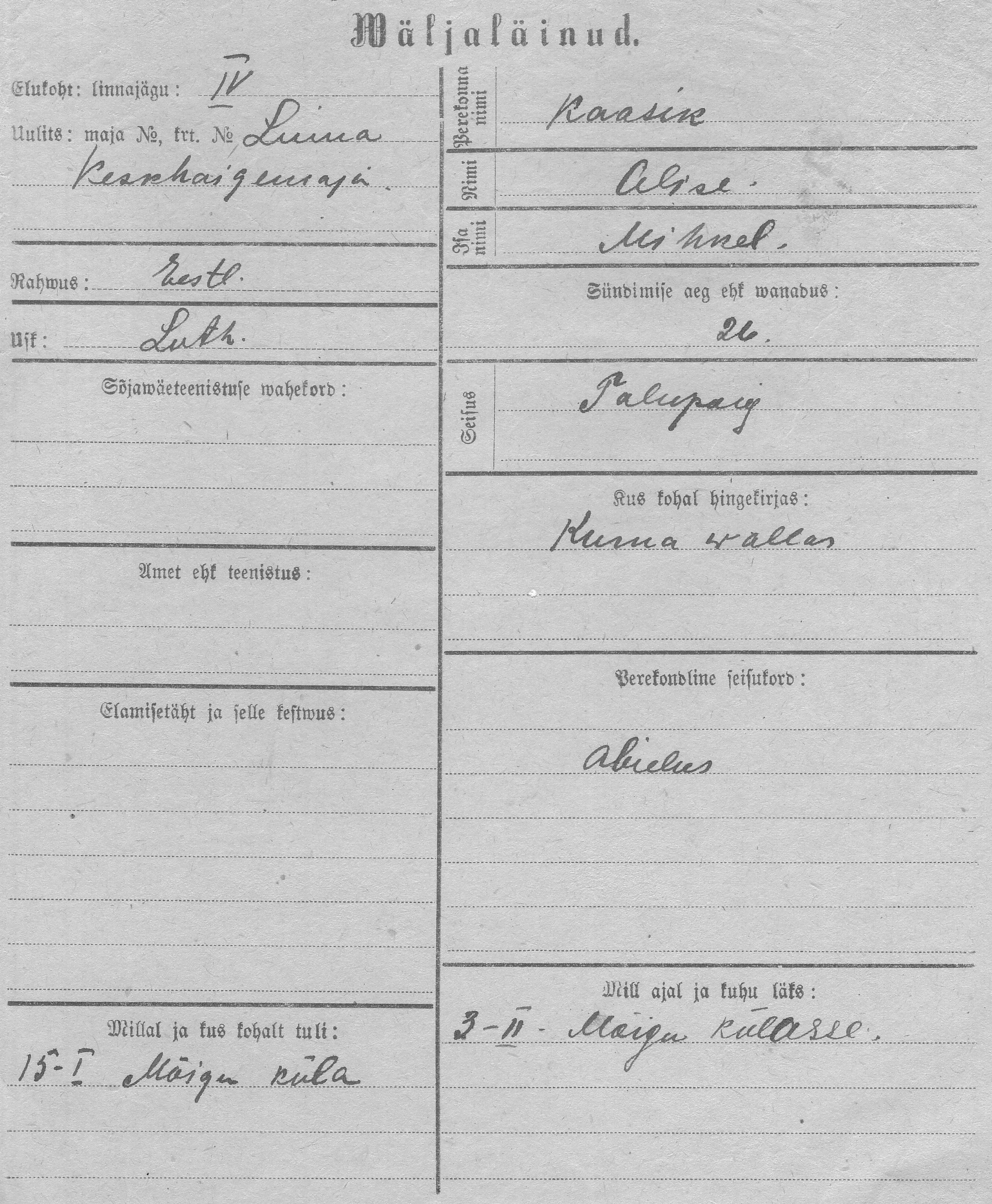 Kaasik, Alise, Mihkel