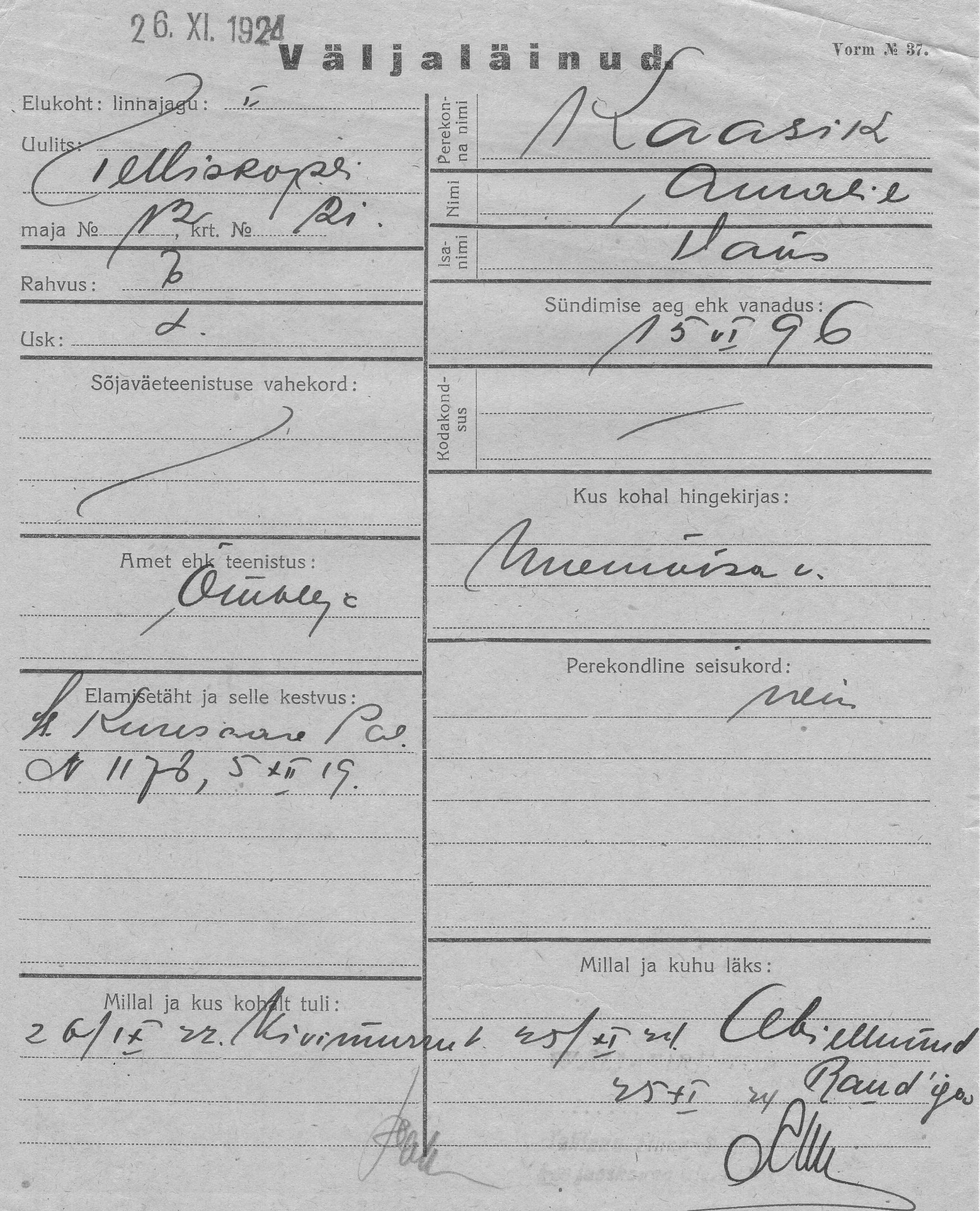 Kaasik, Amalie, Hans