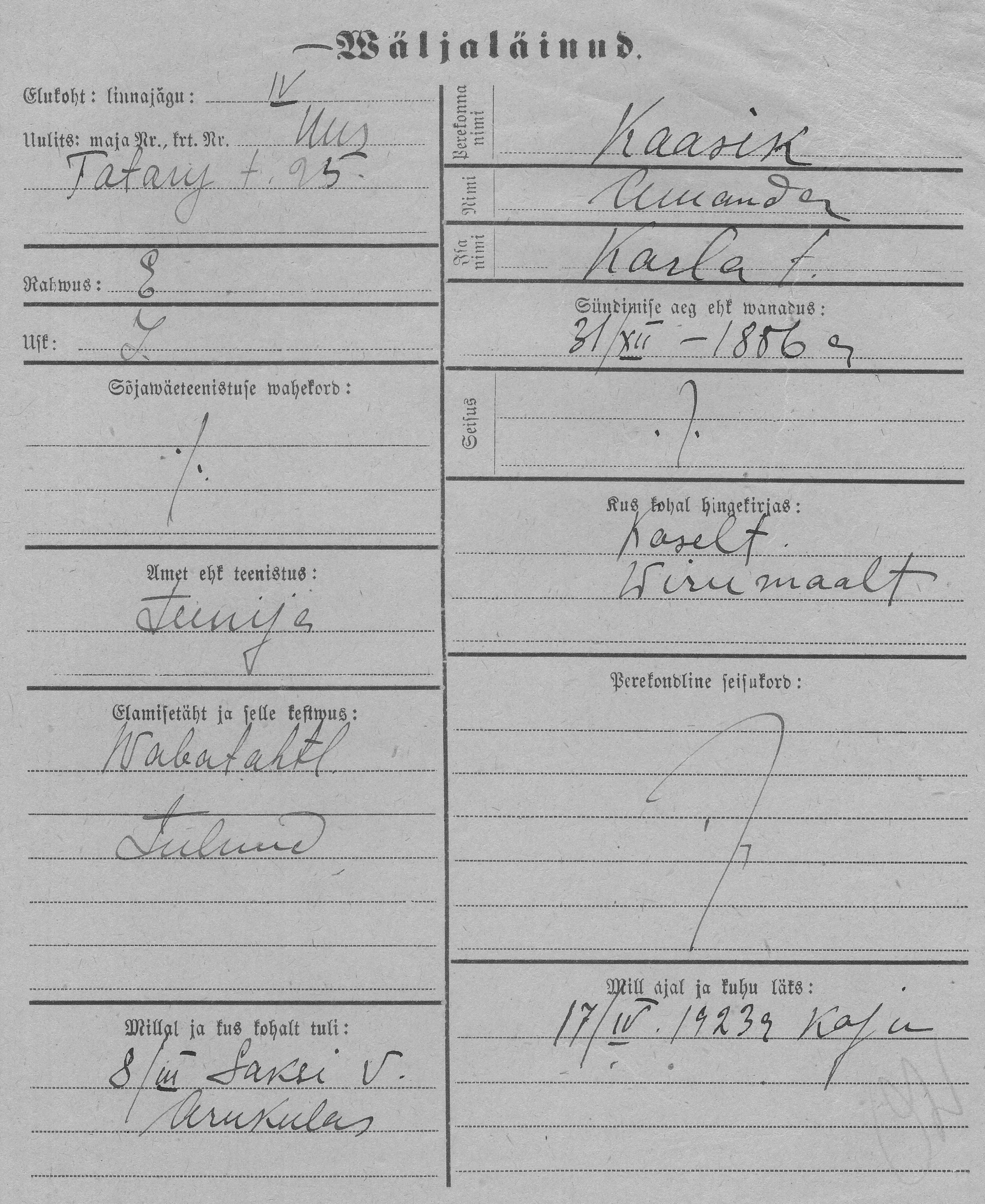 Kaasik, Amanda, Karl