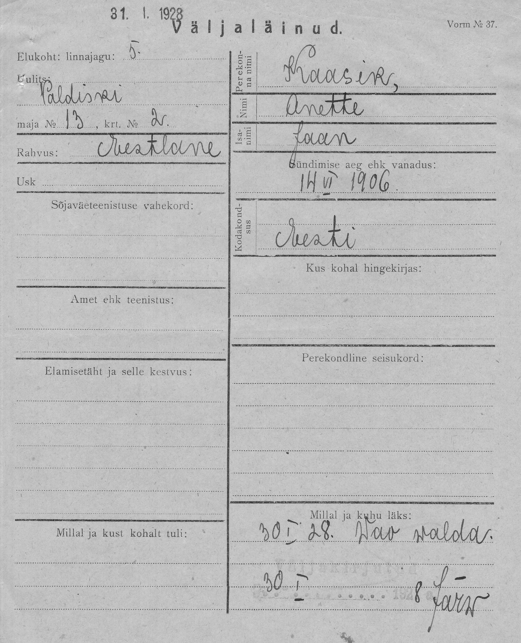 Kaasik, Anette, Jaan