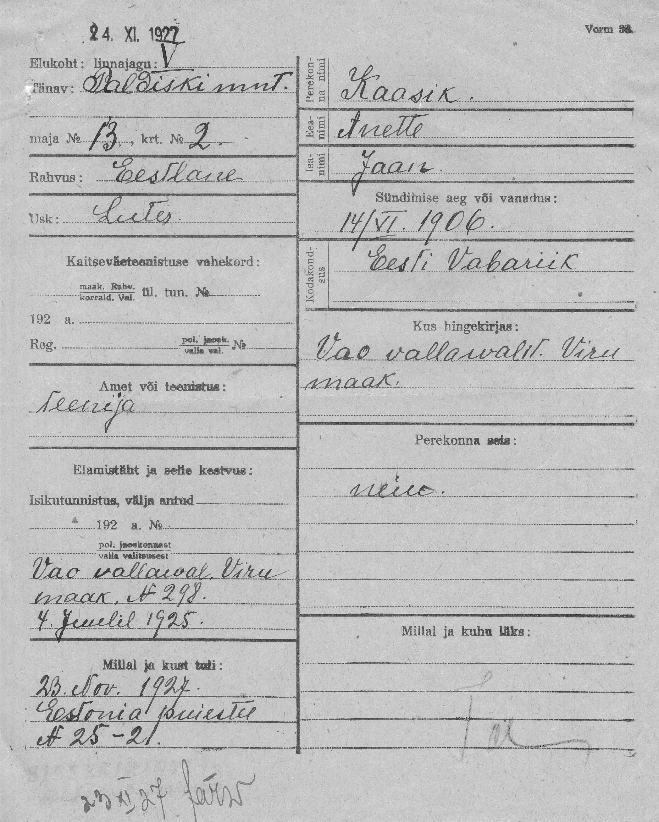 Kaasik, Anette, Jaan