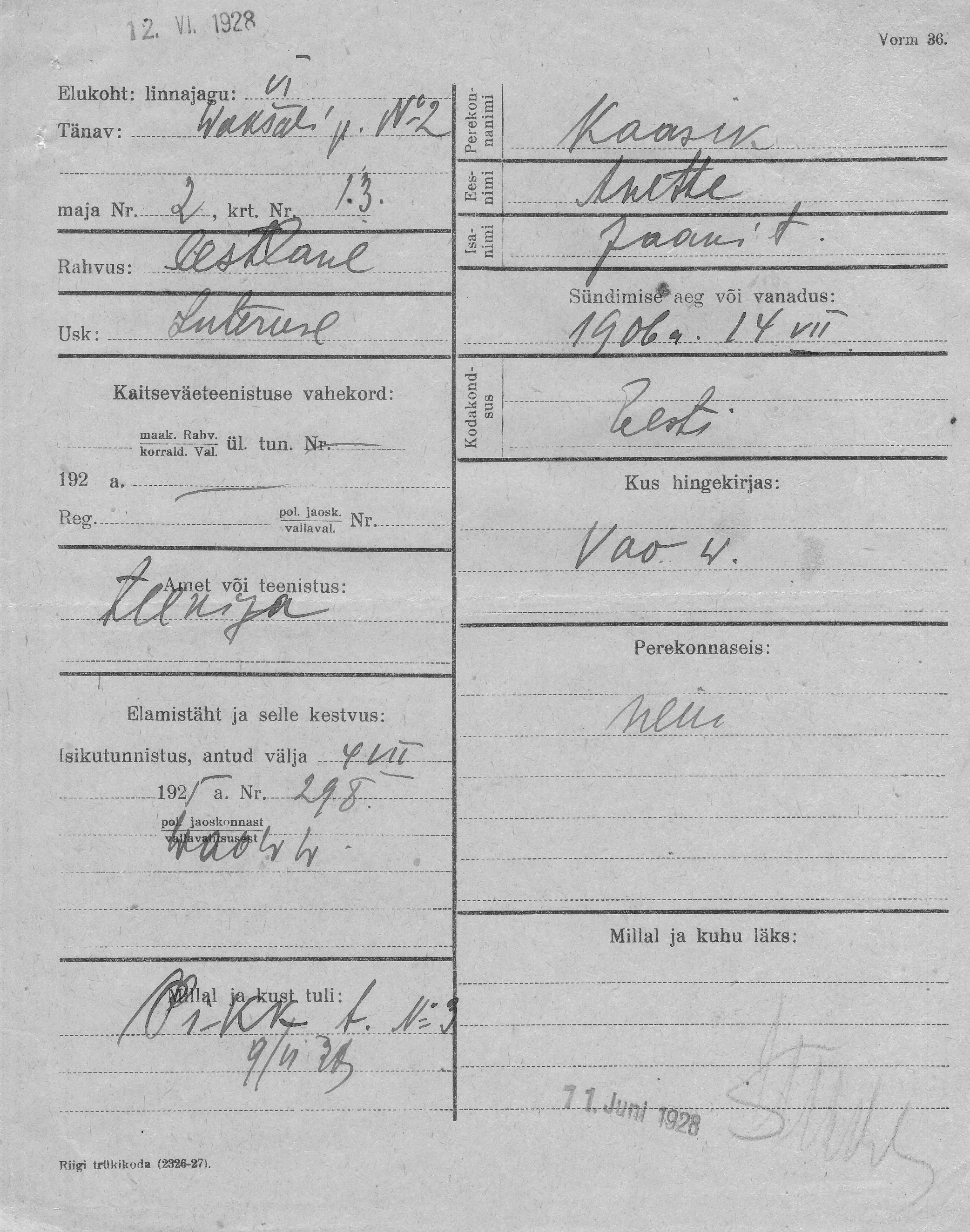 Kaasik, Anette, Jaan