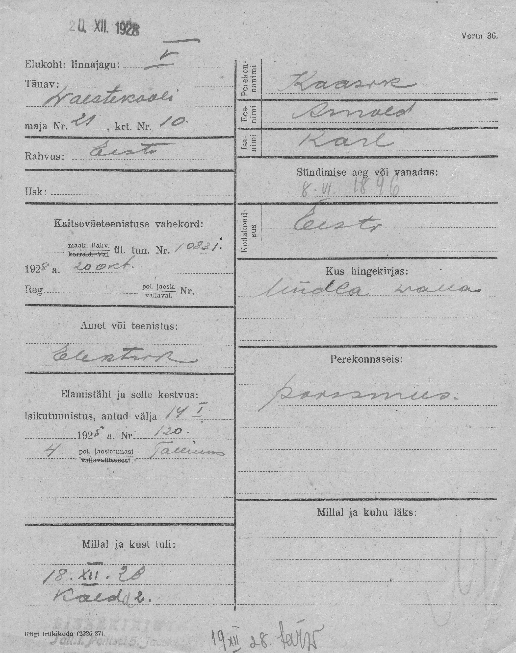 Kaasik, Arnold, Karl