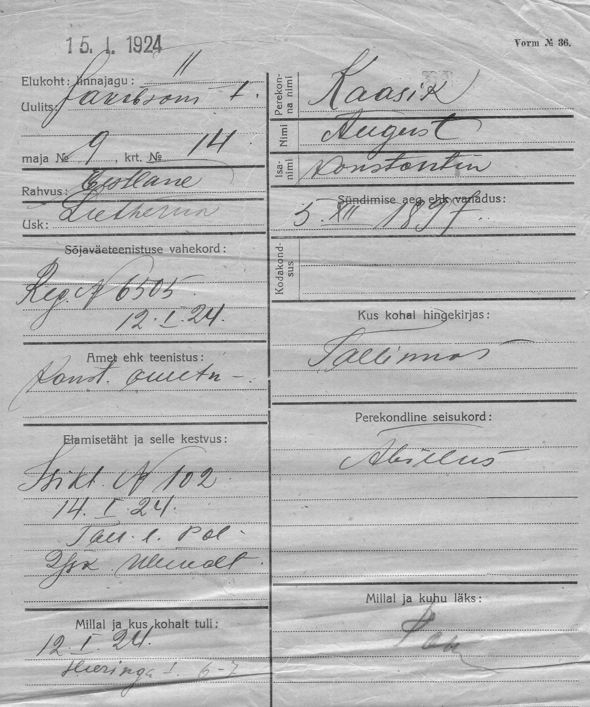 Kaasik, August, Konstantin