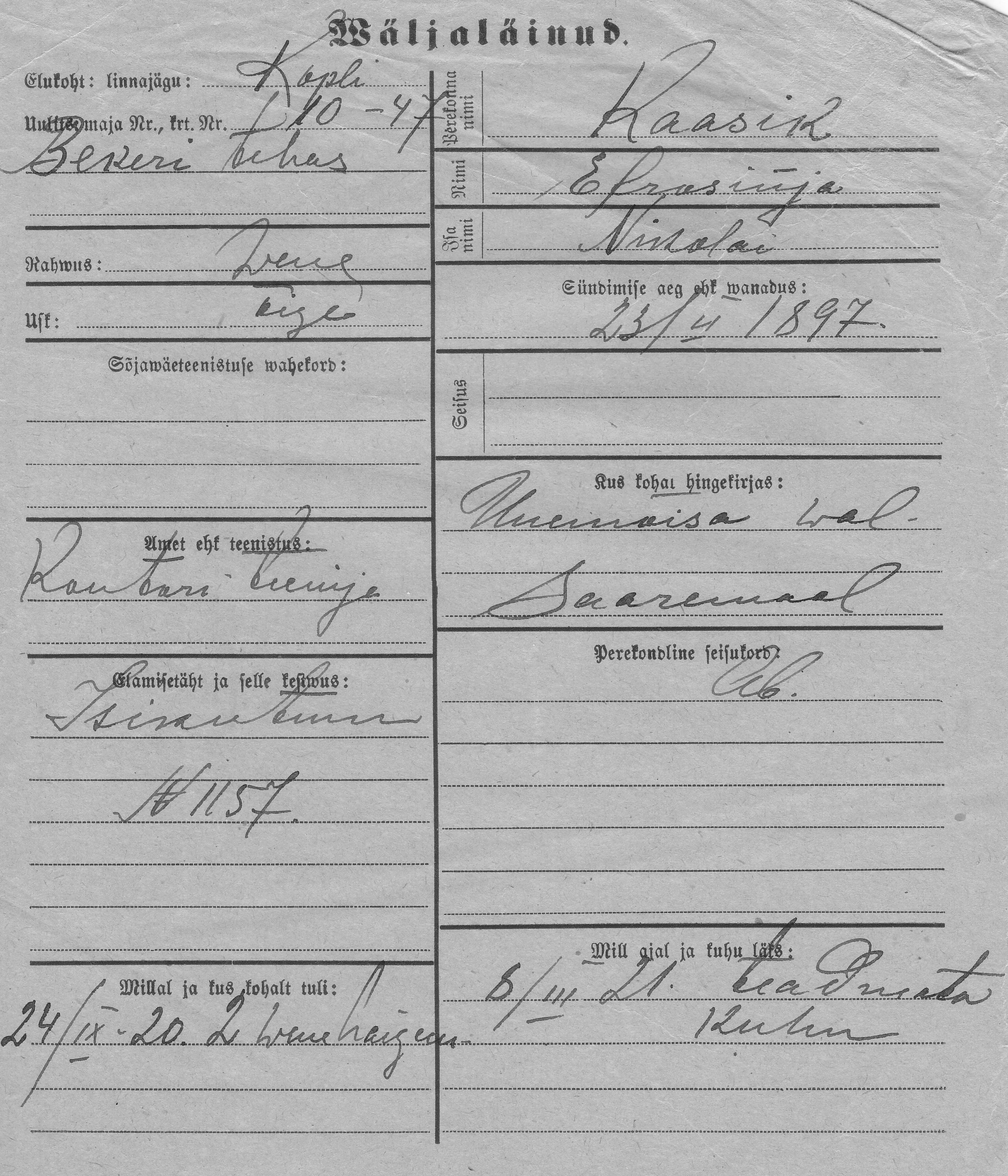 Kaasik, Efrosinja, Nikolai