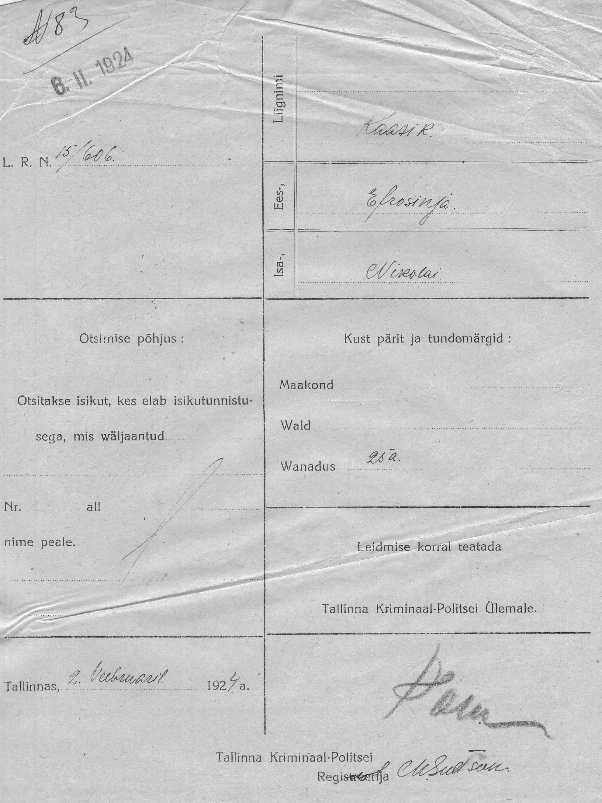 Kaasik, Efrosinja, Nikolai