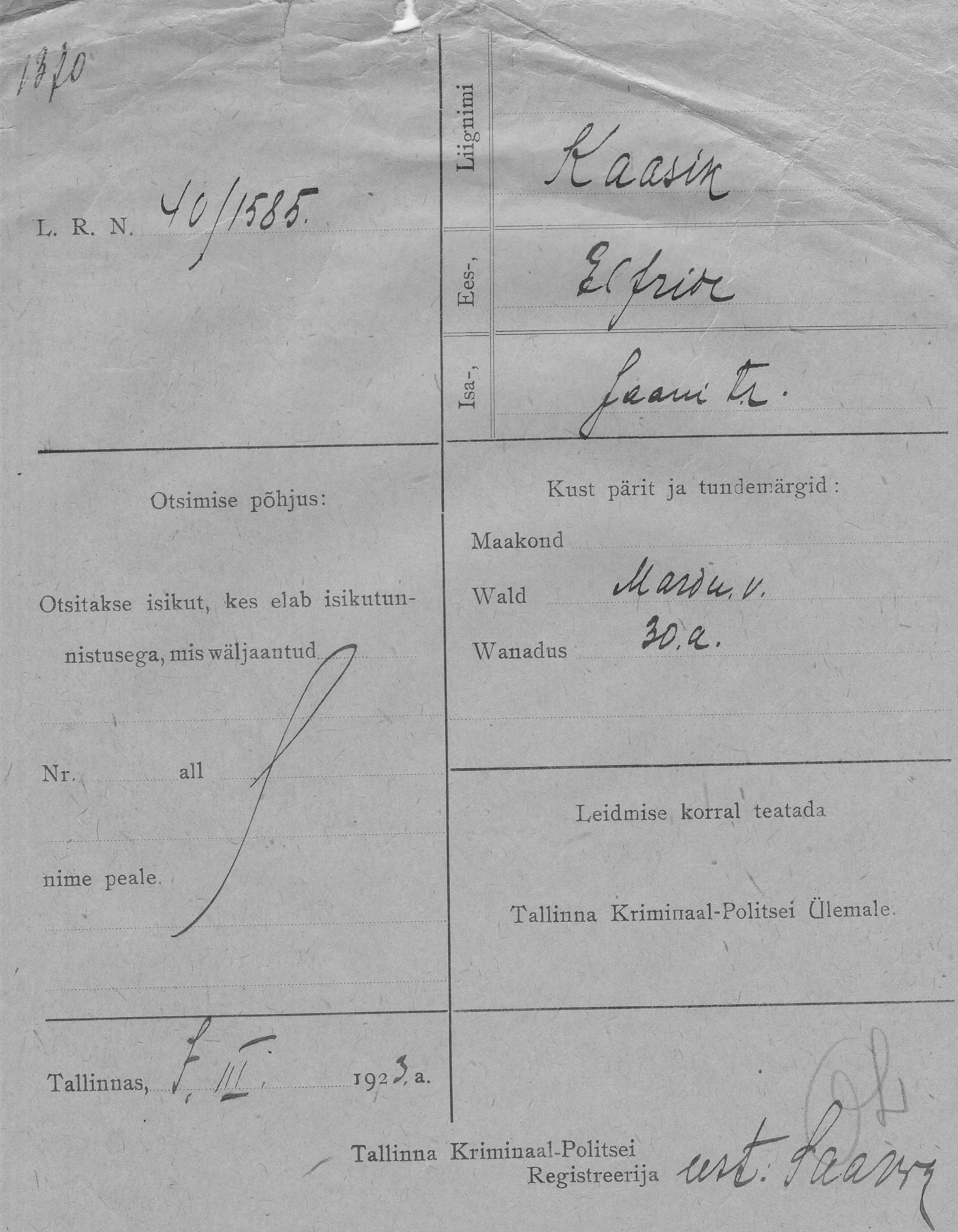 Kaasik, Elfriede, Jaan