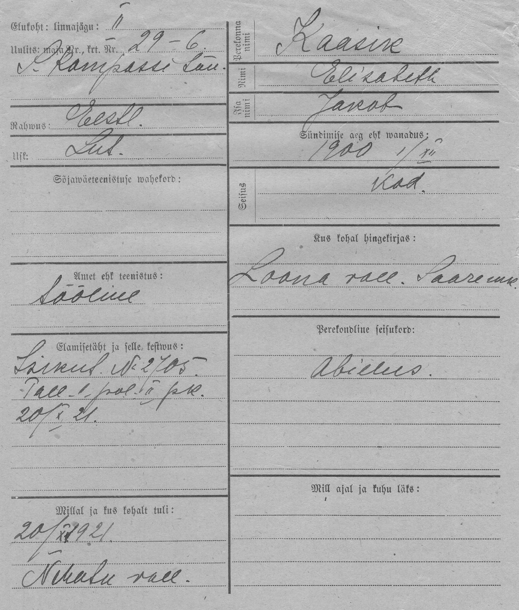 Kaasik, Elisabeth, Jakob