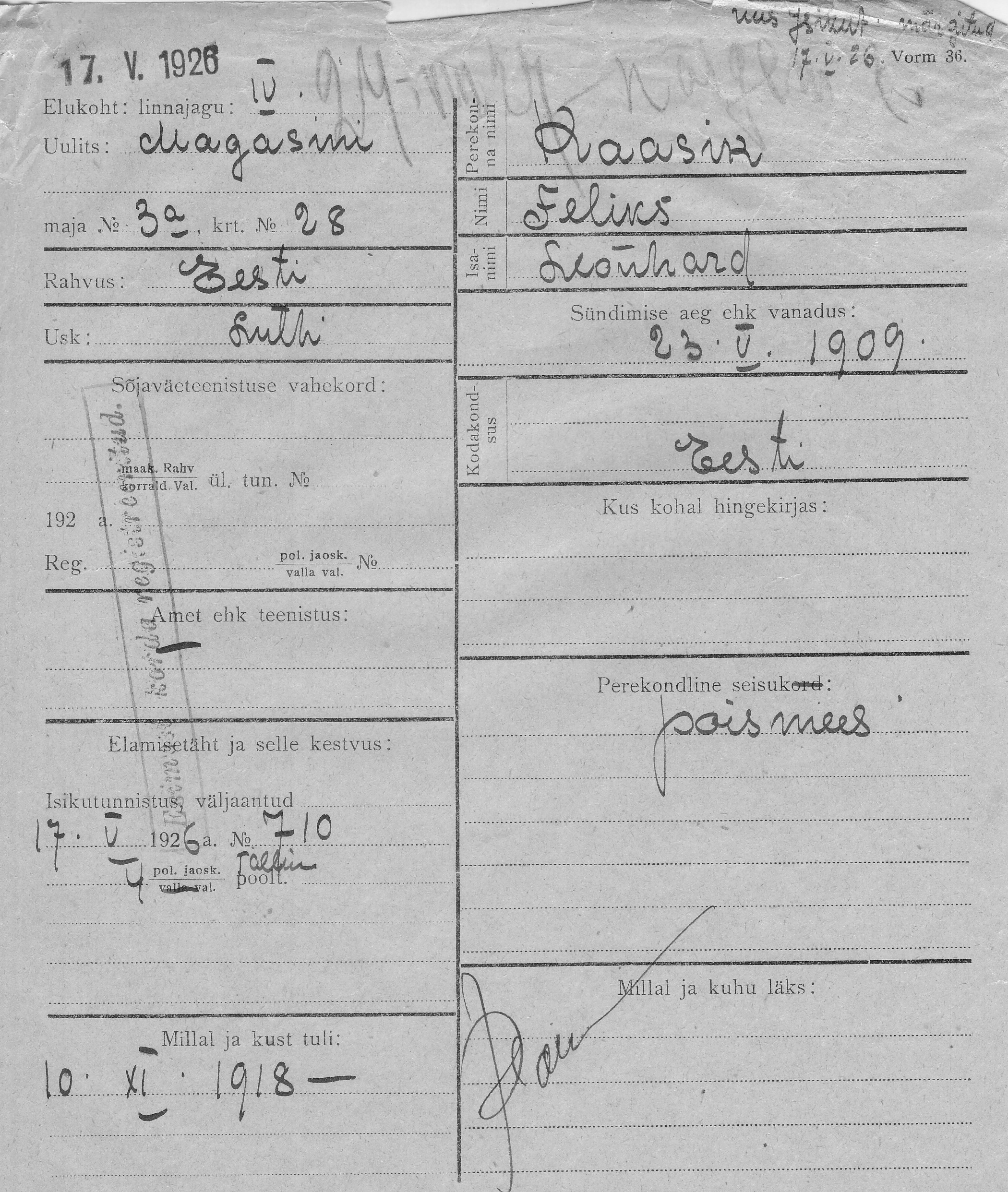 Kaasik, Feliks, Leonhard