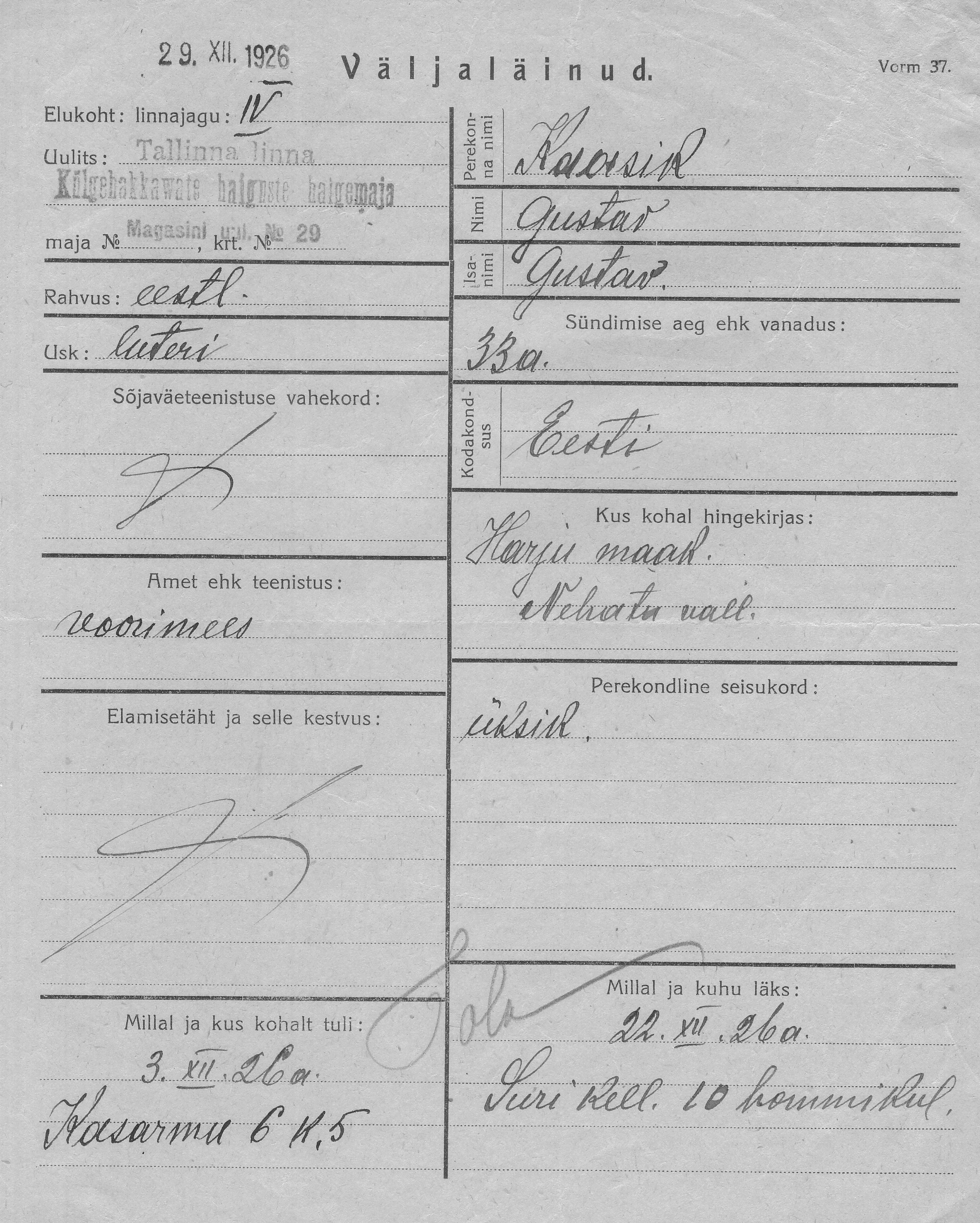 Kaasik, Gustav, Gustav