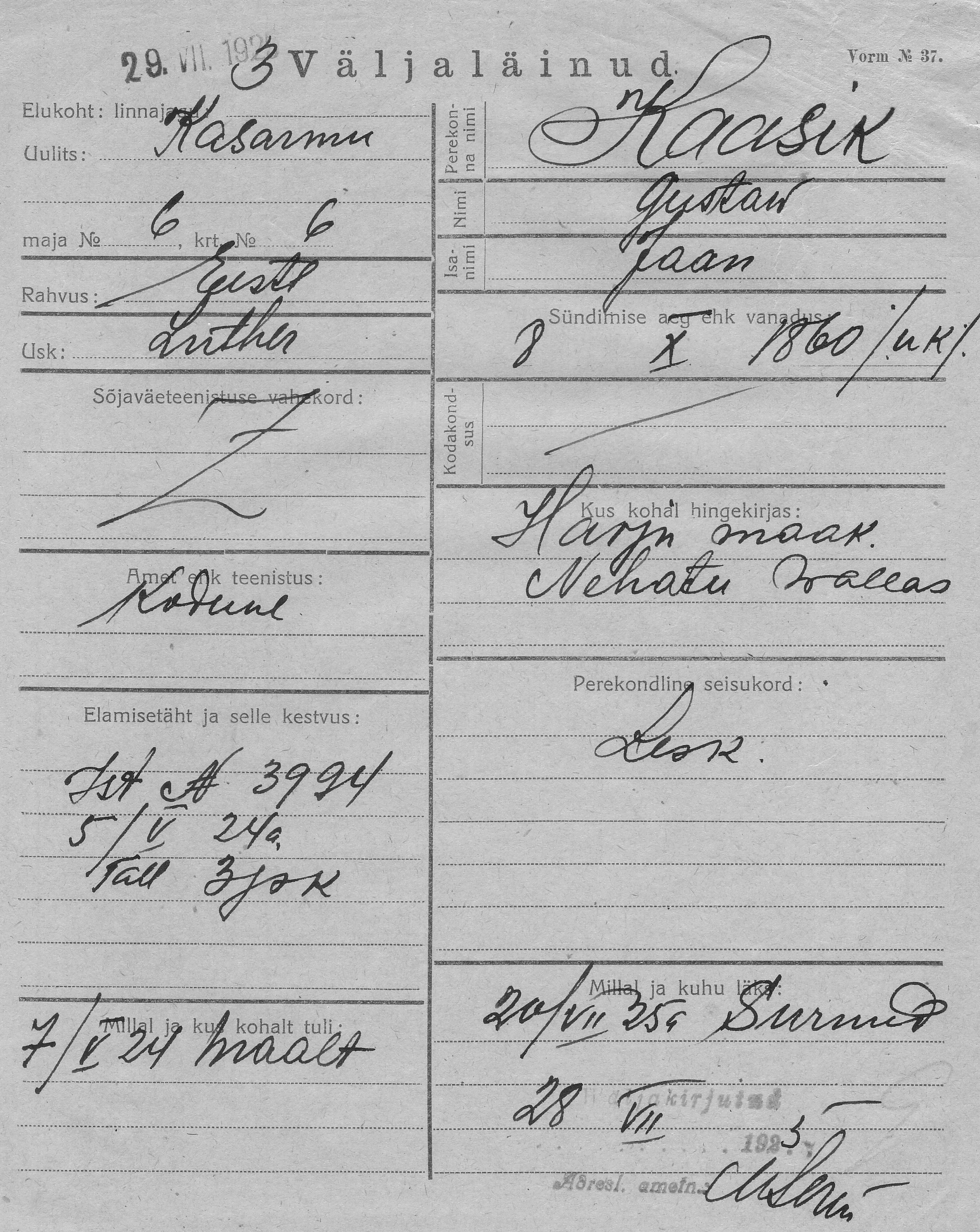 Kaasik, Gustaw, Jaan