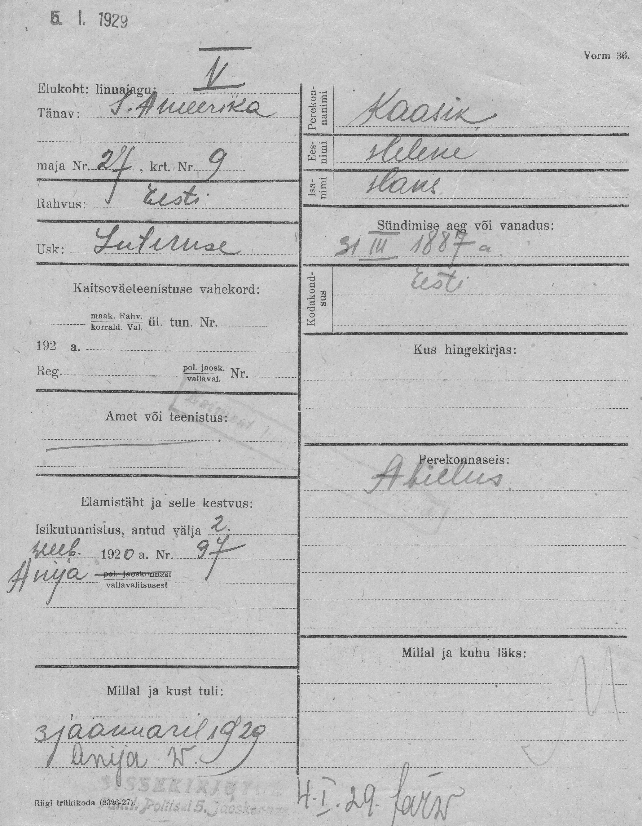 Kaasik, Helene, Hans