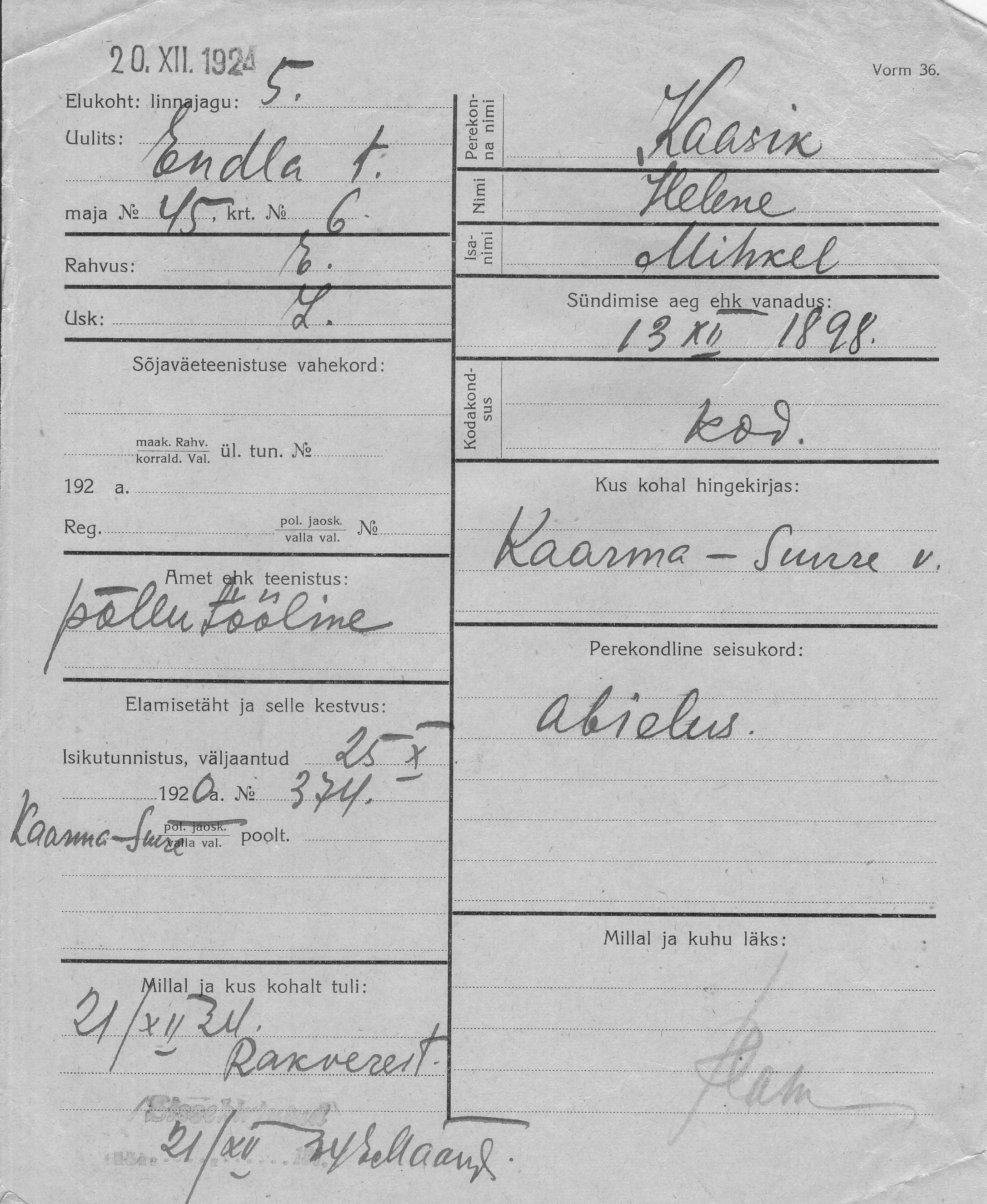 Kaasik, Helene, Mihkel