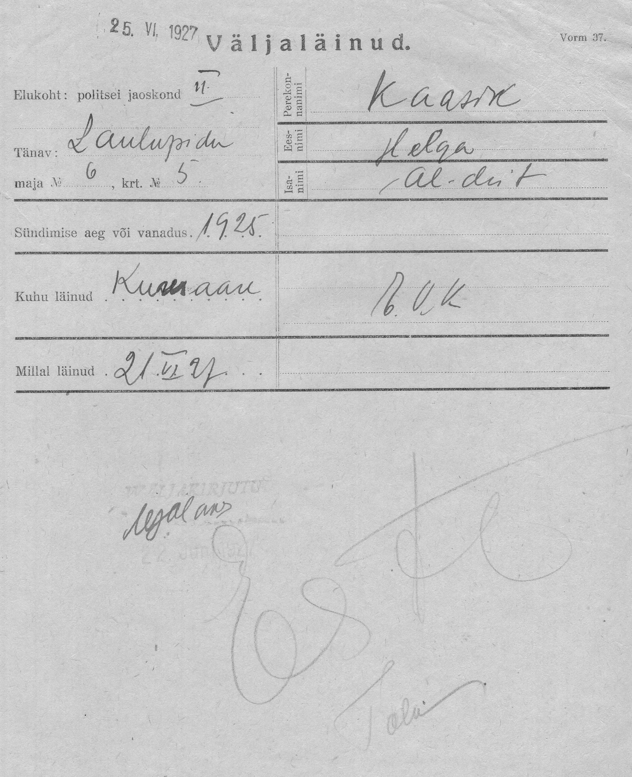 Kaasik, Helga, Aleksander