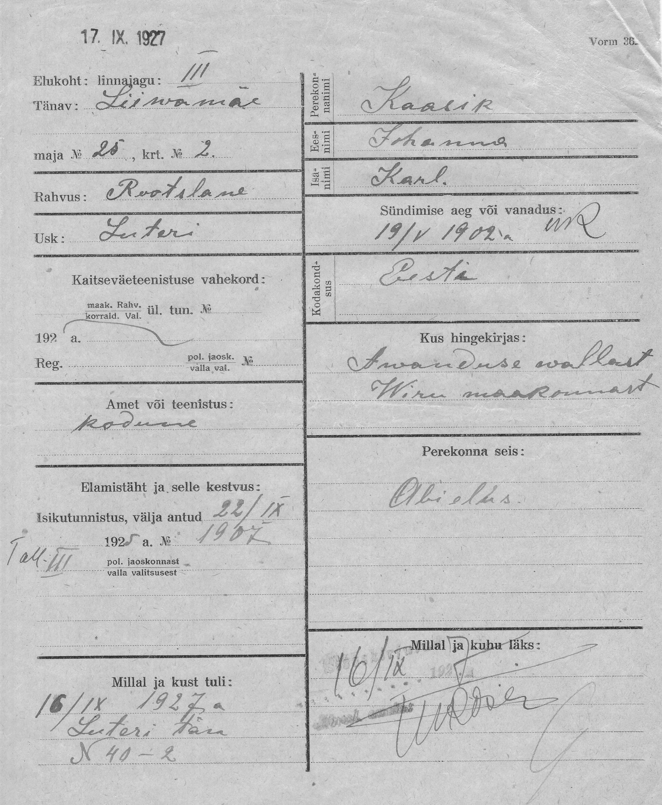 Kaasik, Johanna, Karl