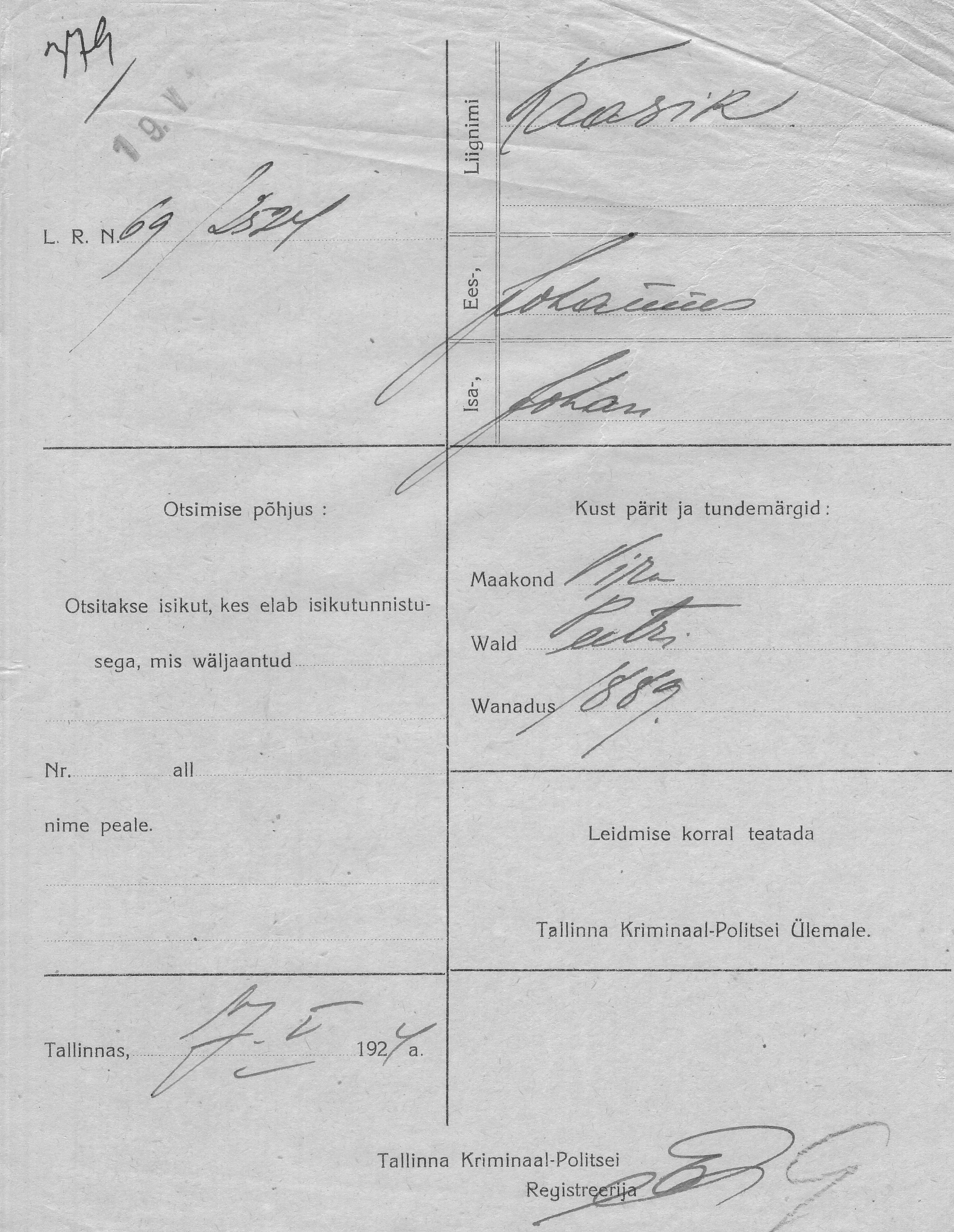 Kaasik, Johannes, Johan