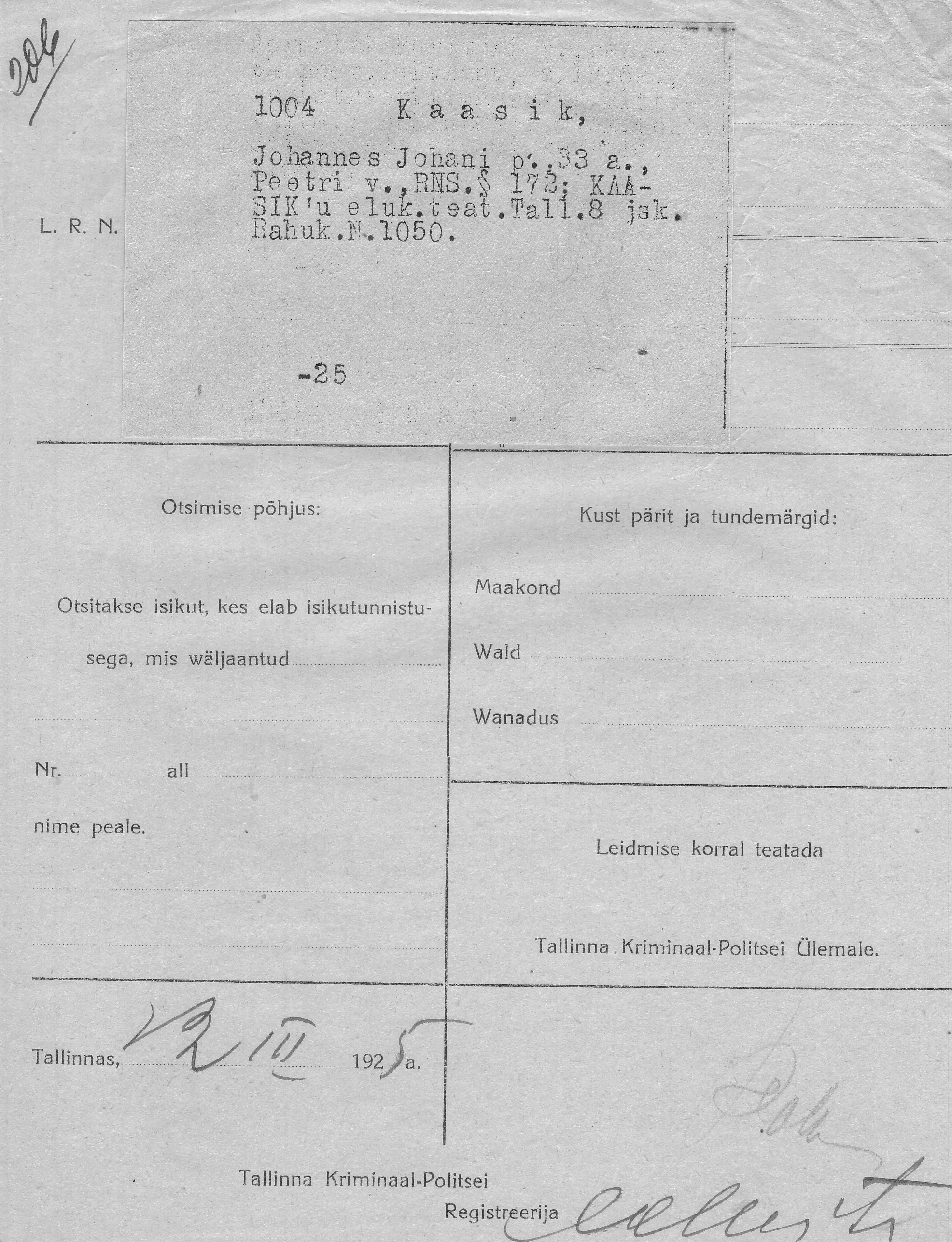 Kaasik, Johannes, Johan