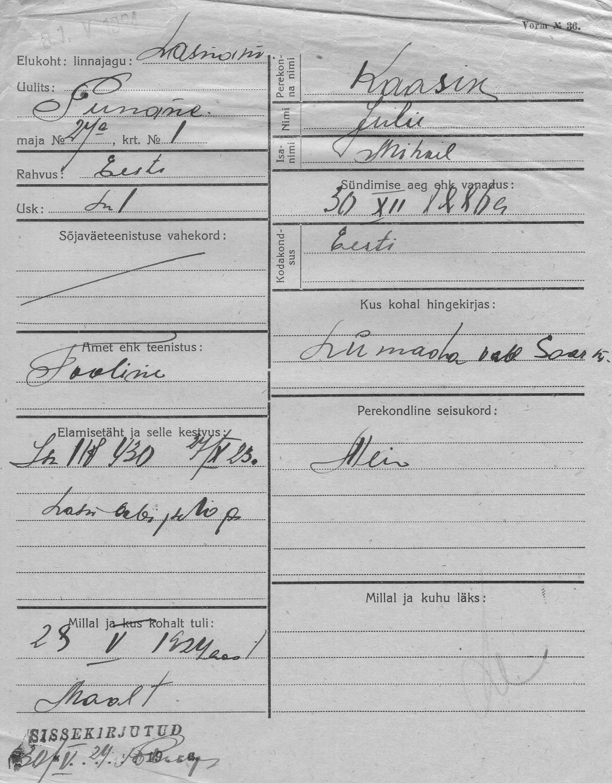 Kaasik, Julie, Mihail