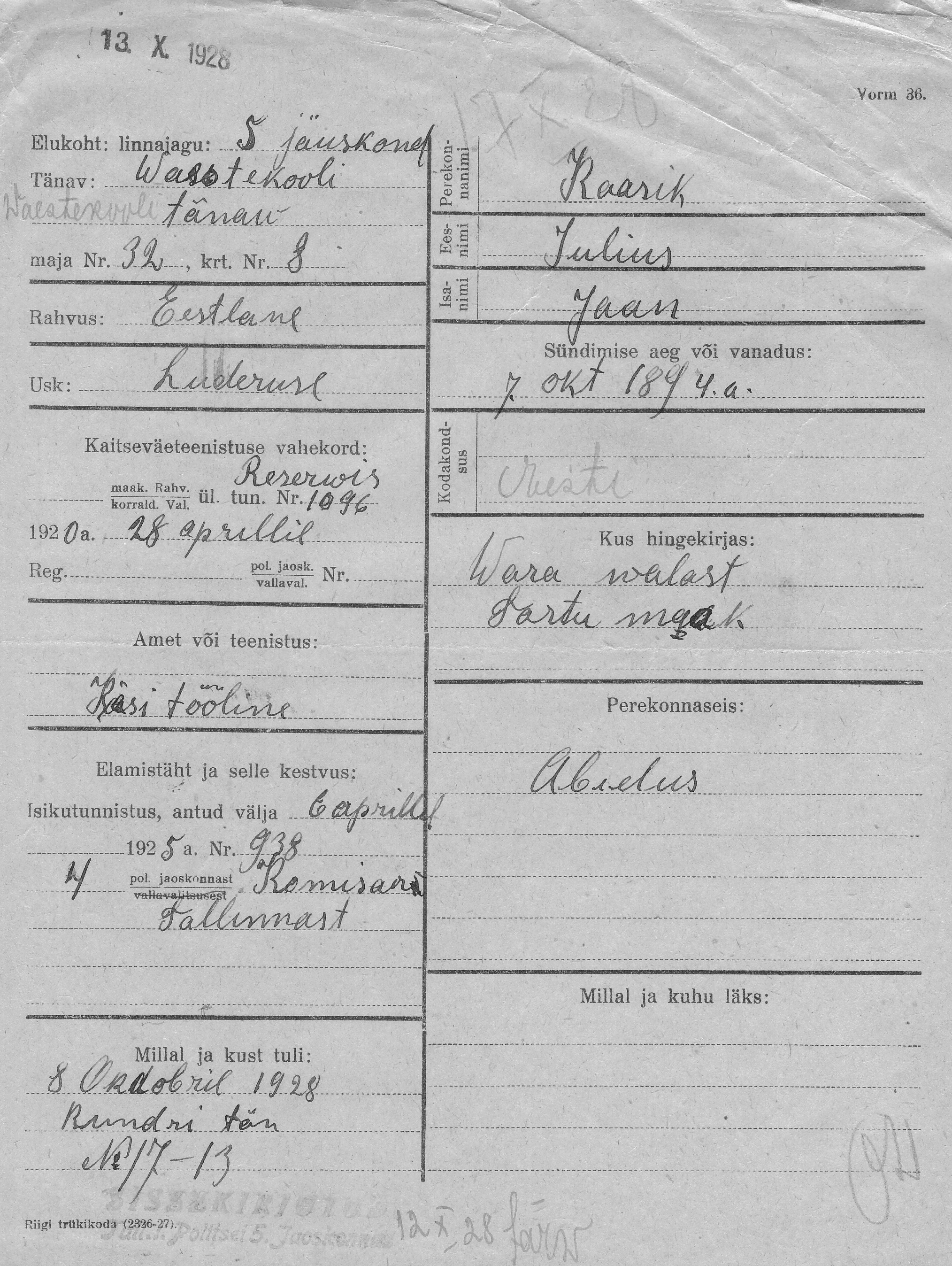 Kaasik, Julius, Jaan