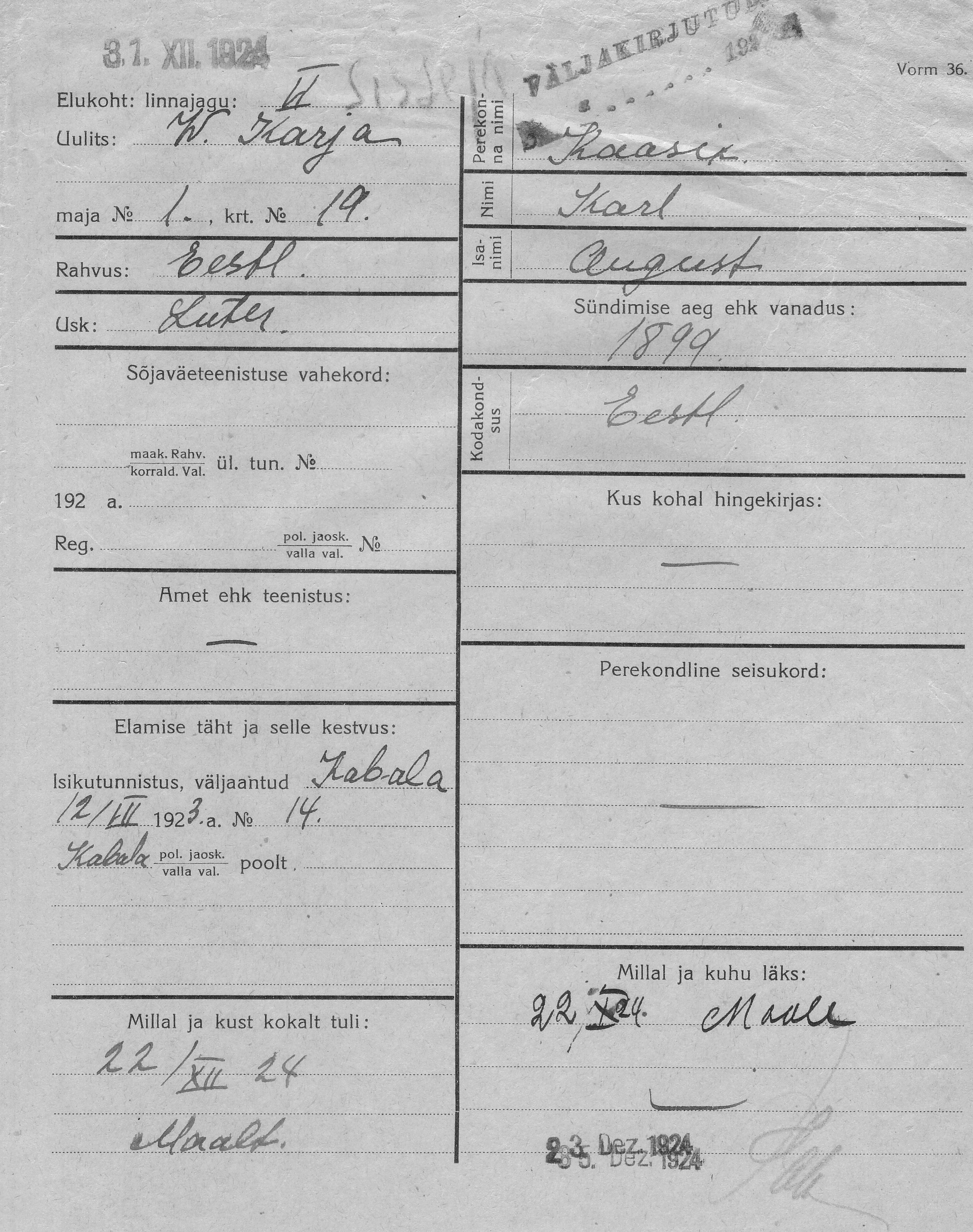 Kaasik, Karl, August