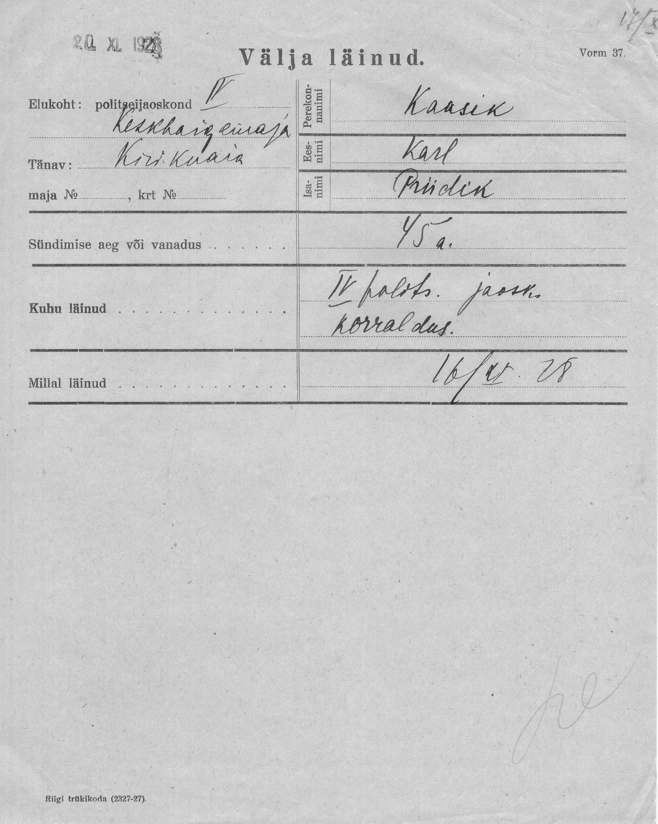 Kaasik, Karl, Priidik