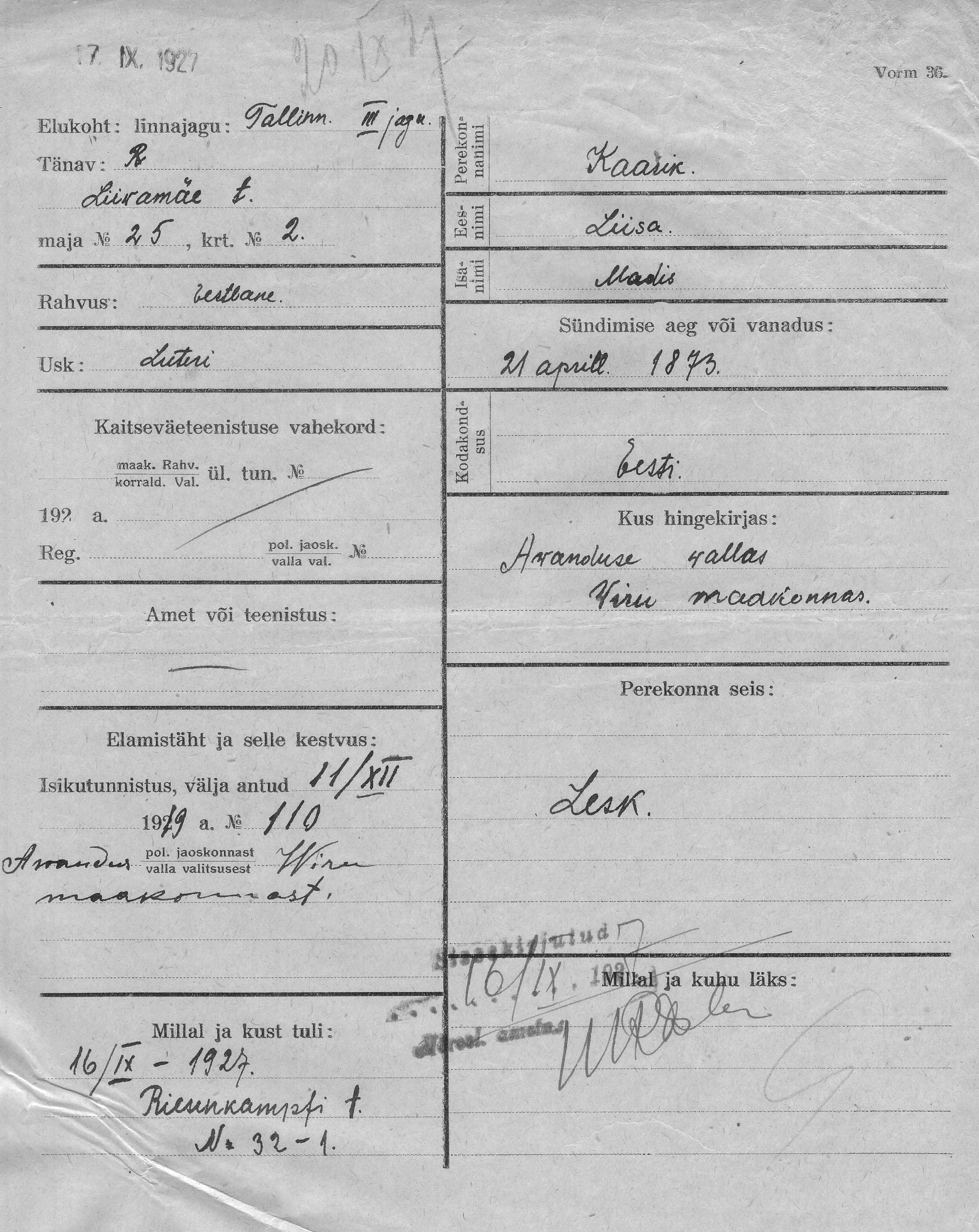 Kaasik, Liisa, Madis