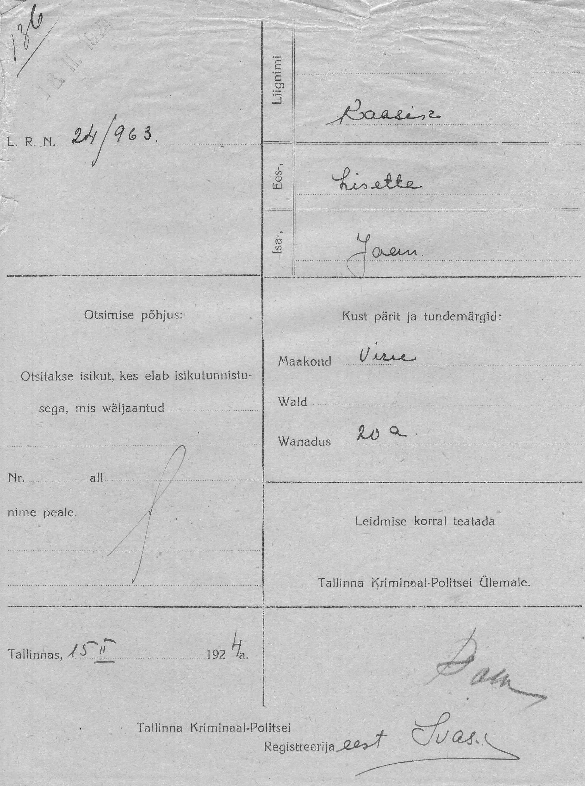 Kaasik, Lisette, Jaan