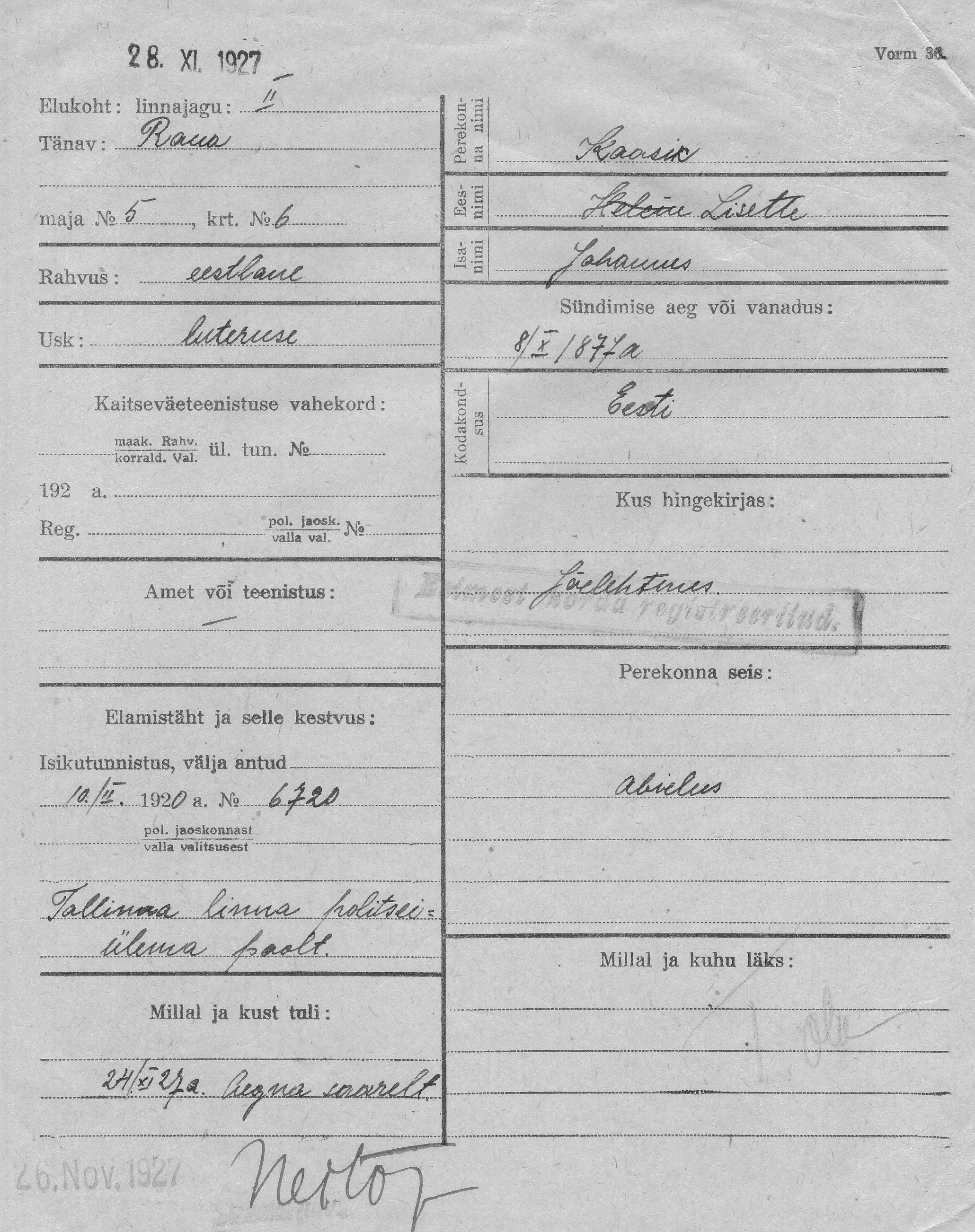 Kaasik, Lisette, Johannes