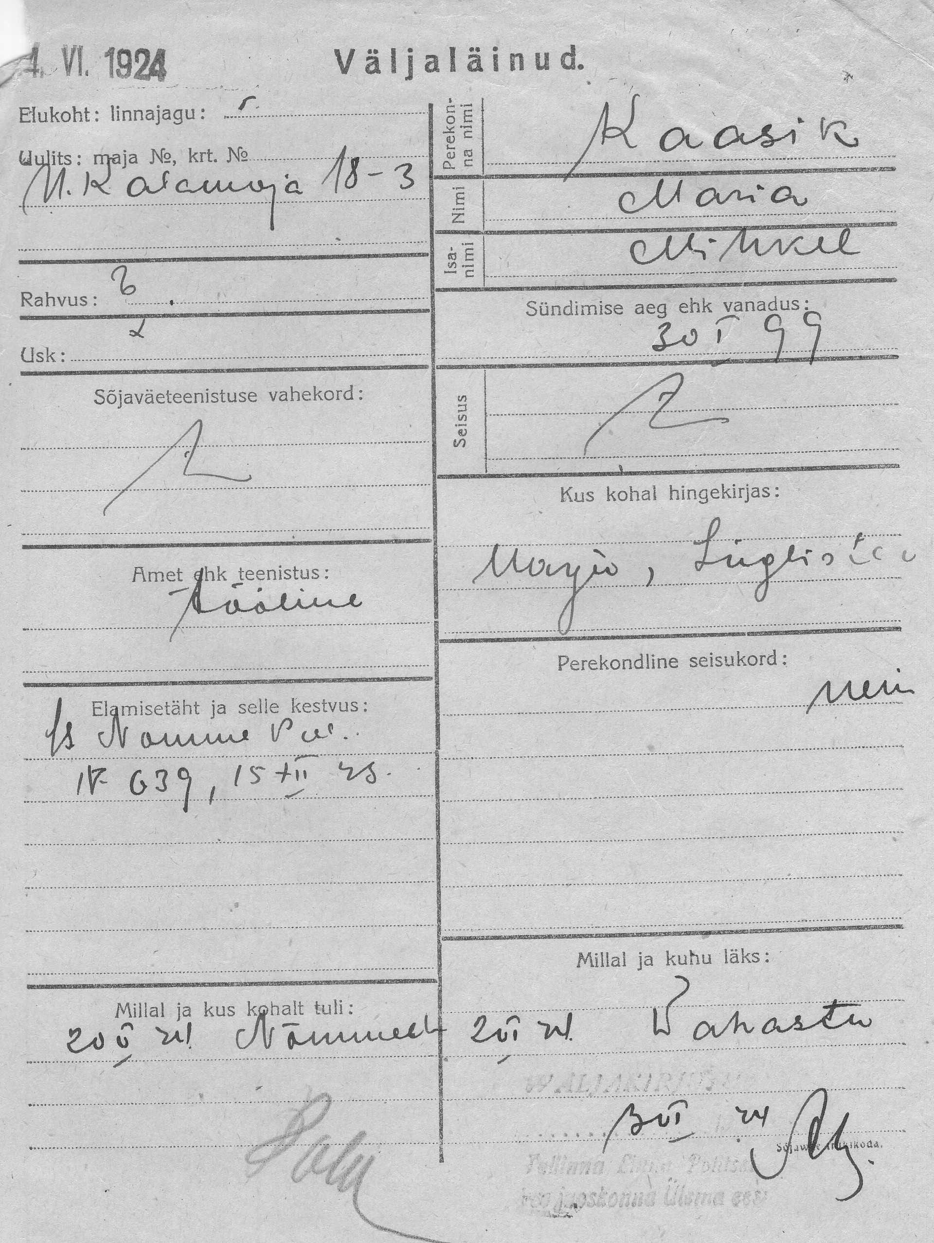 Kaasik, Maria, Mihkel