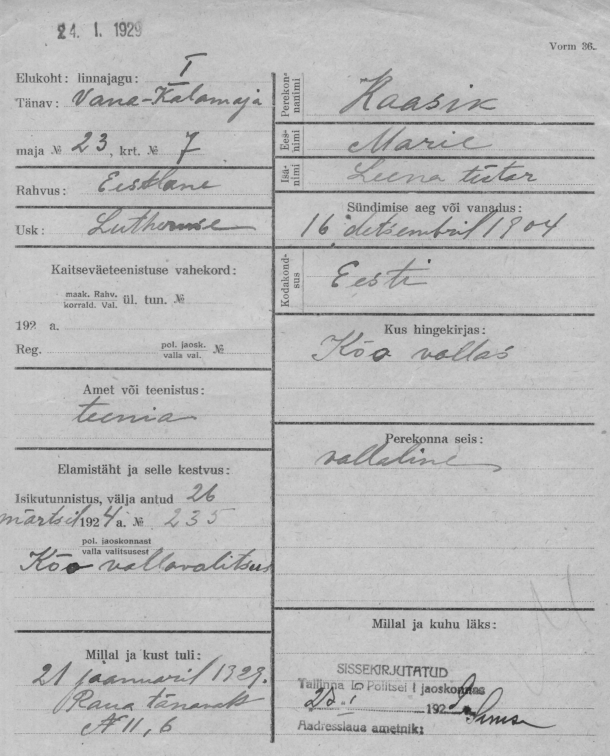 Kaasik, Marie, Leena