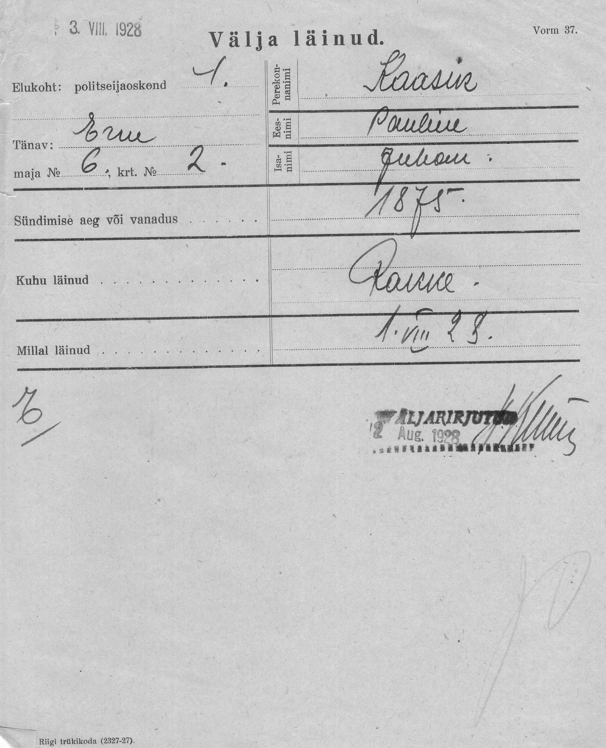 Kaasik, Pauline, Juhan